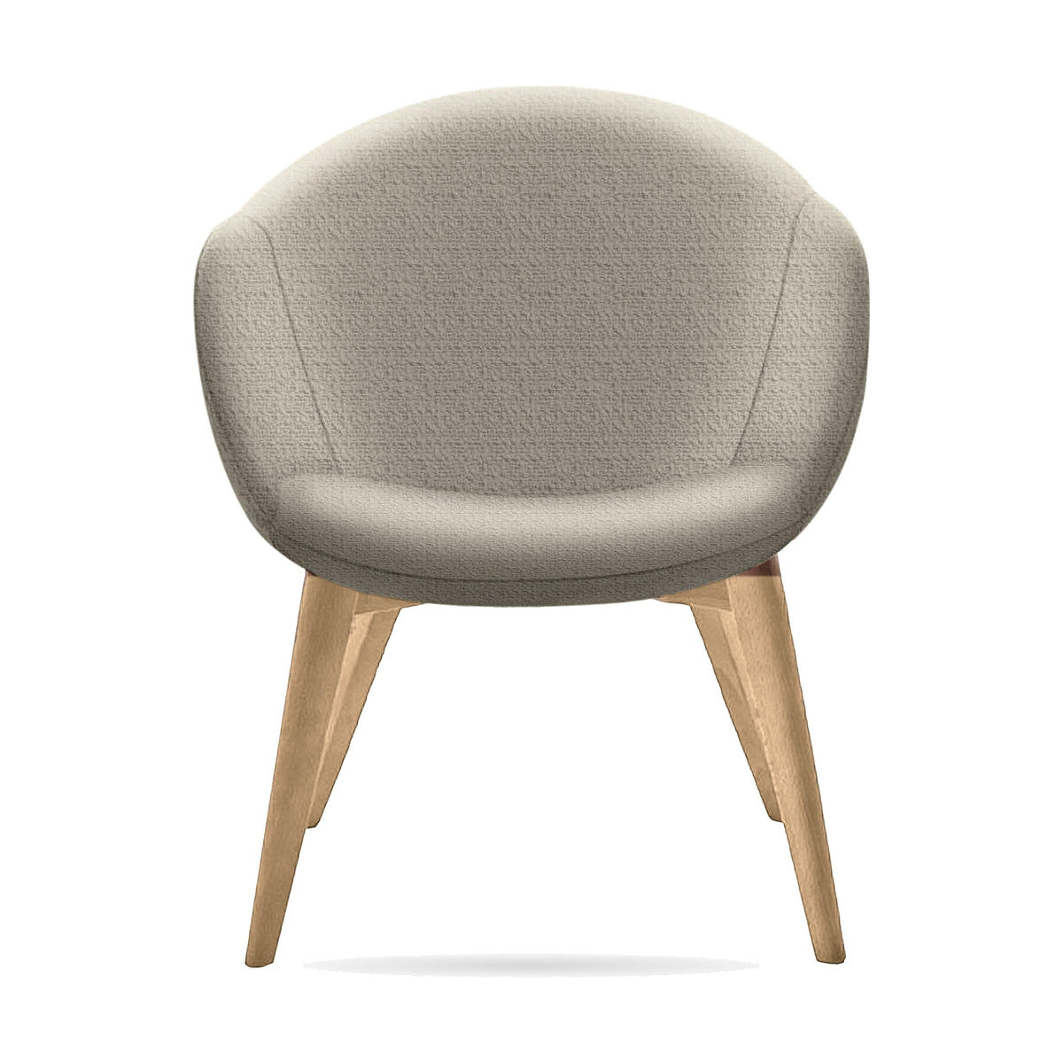 Dining Armchair Aspio – Natural Oak Beech – Front View on White