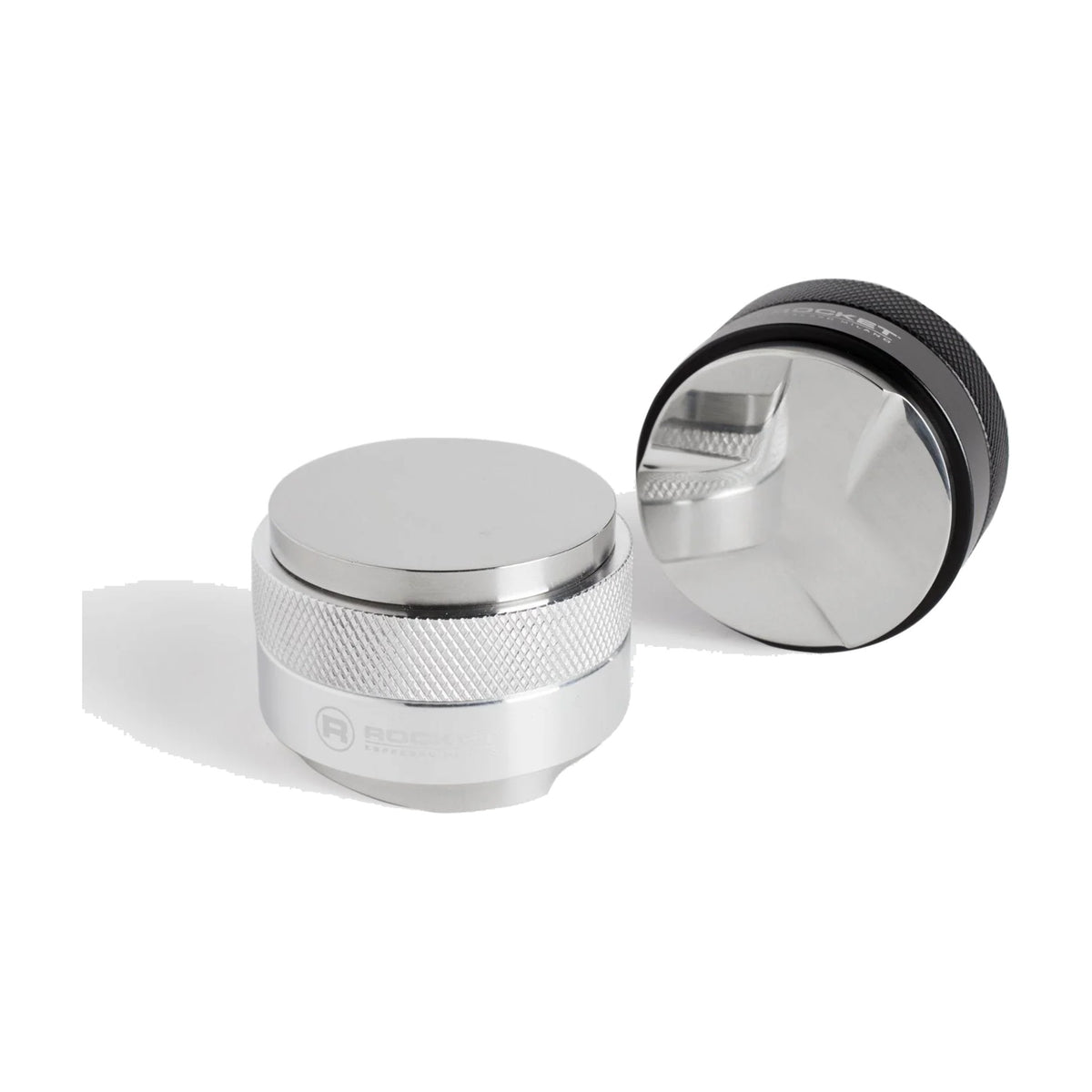 2-in-1 Tamper & Leveler Rocket Espresso Domestica – Silver and Matt Black Finishes – Detail View