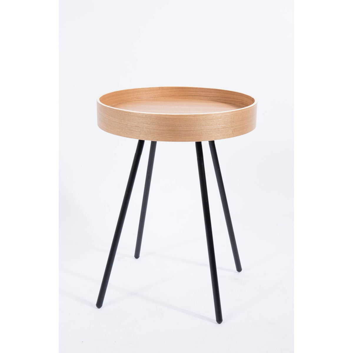 Side Table Oak Tray Natural Domestica – Front View on Light Grey