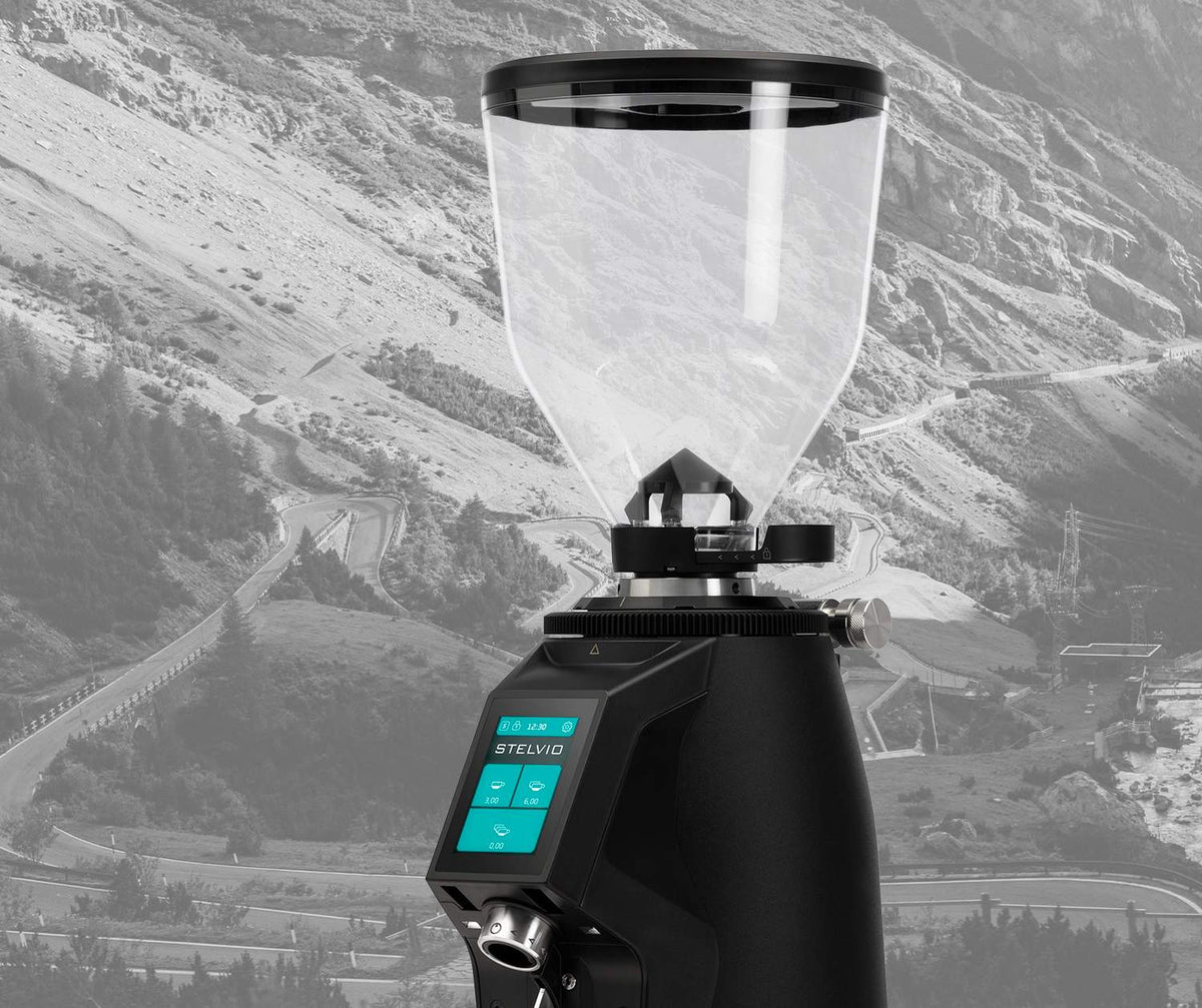 Coffee Grinder Stelvio Rocket Espresso Domestica – Lifestyle – Alpine Backdrop