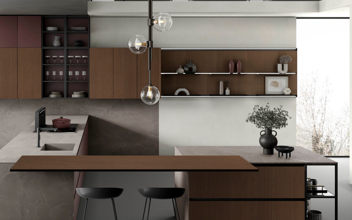 Viola Kitchen Domestica – Peninsula and Open Shelving Detail