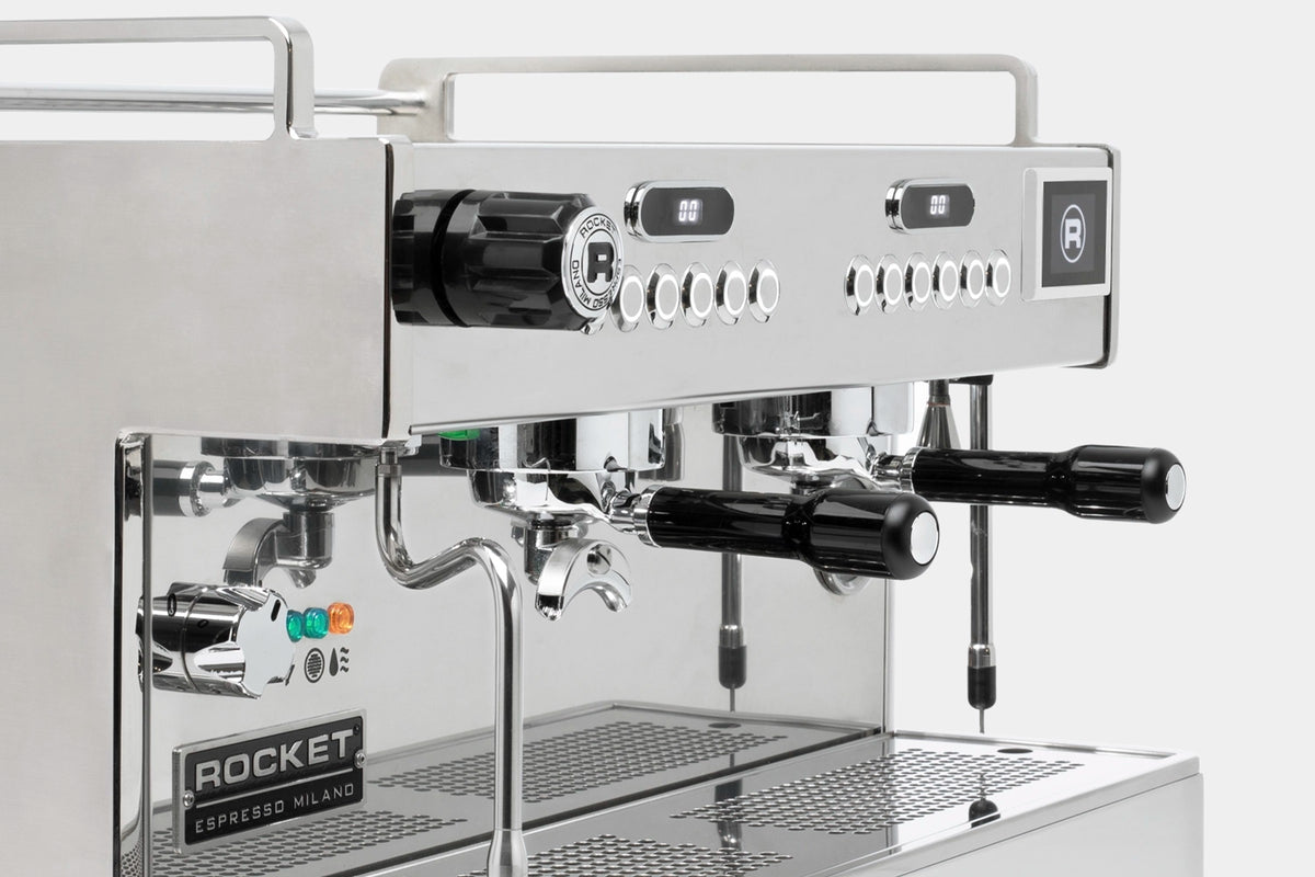 Coffee Machine BOXER EVO Stainless Rocket Espresso Domestica – Group Heads and Controls Close-up