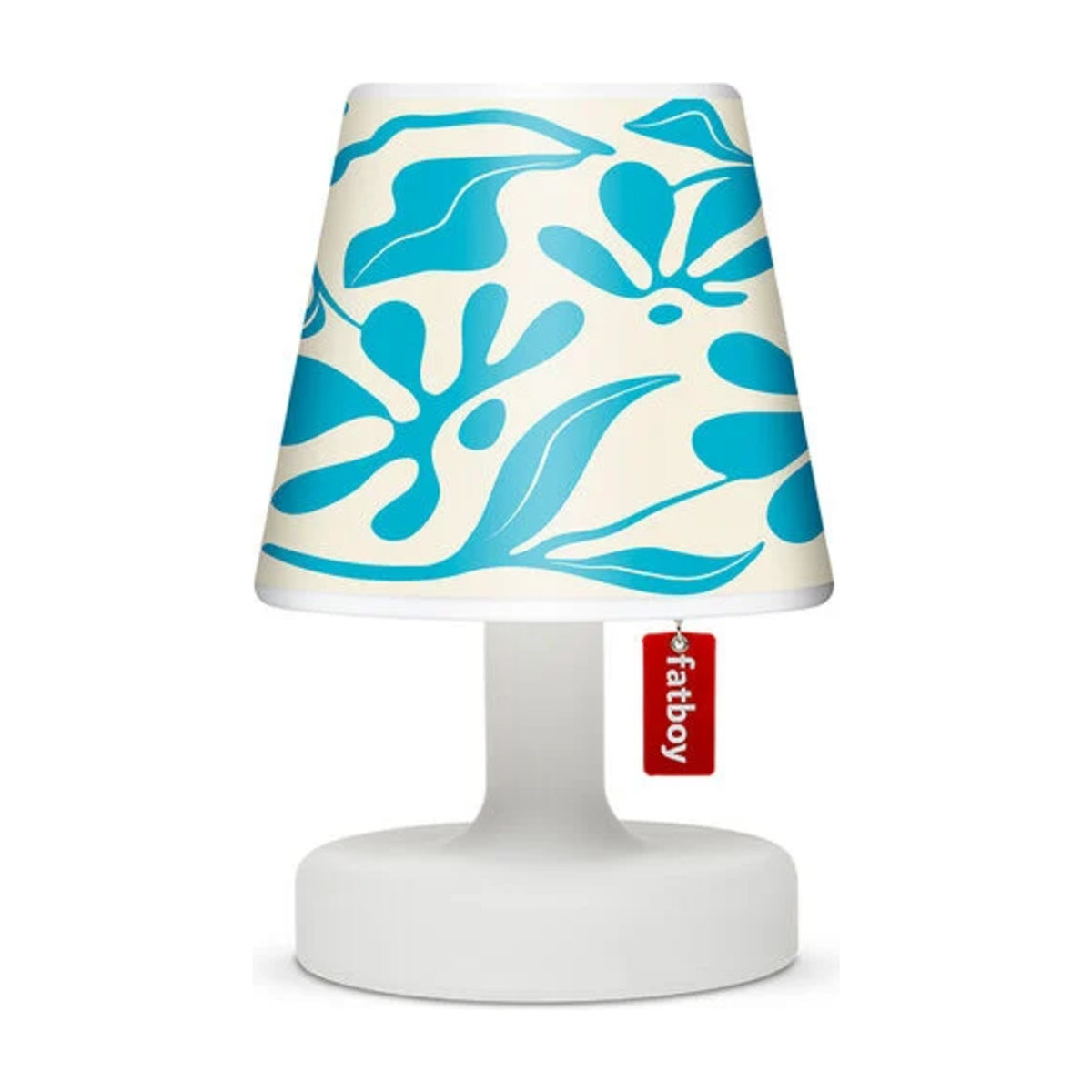 Cooper Cappie Blue Leaf Domestica – Shade on an Edison Lamp, Front View on White
