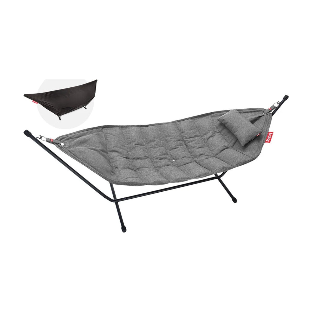 Headdemock Superb Deluxe Rock Grey Domestica – Three Quarter View on White with Stand and Pillow