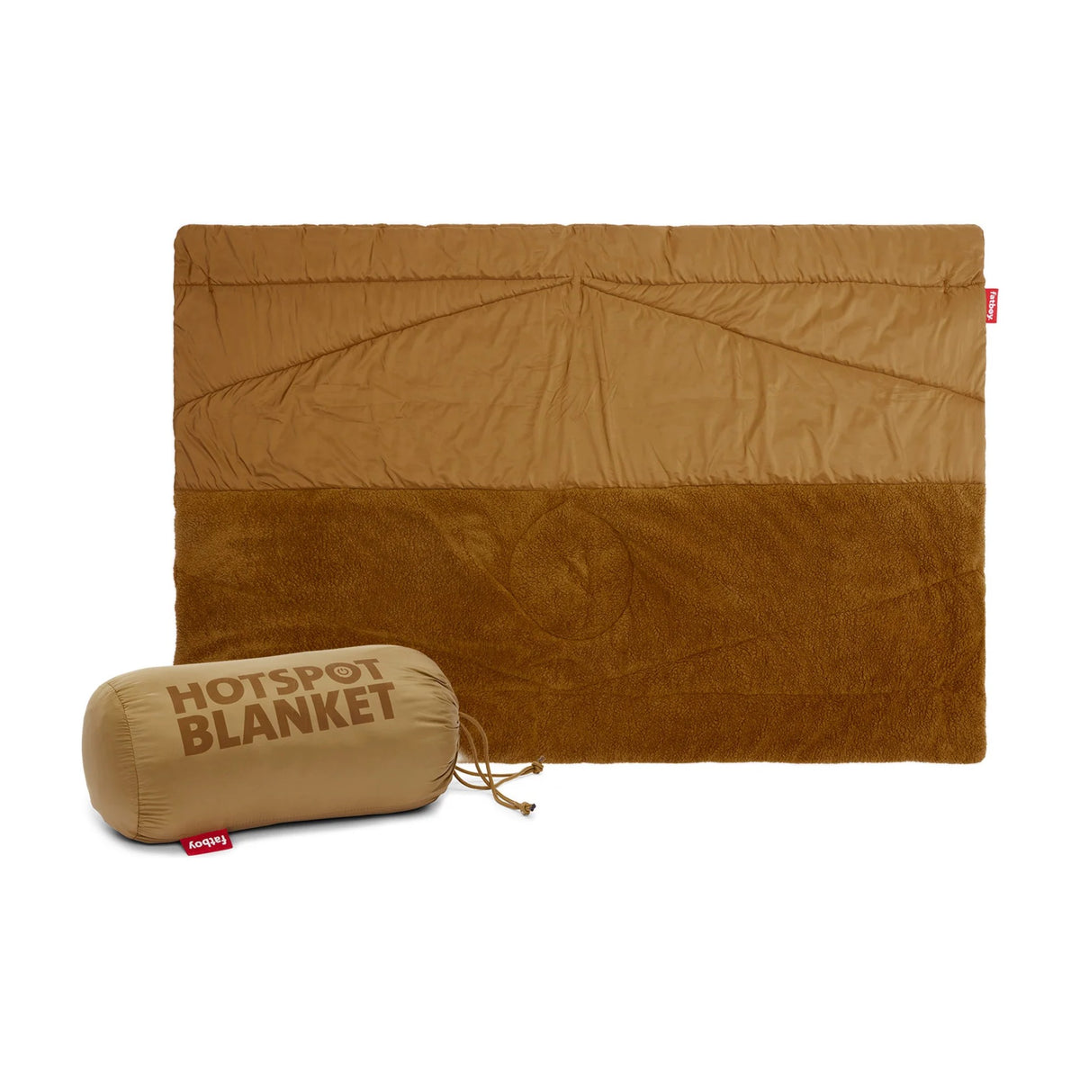 Hotspot Blanket Toffee Domestica – Flat View on White with Rolled Blanket