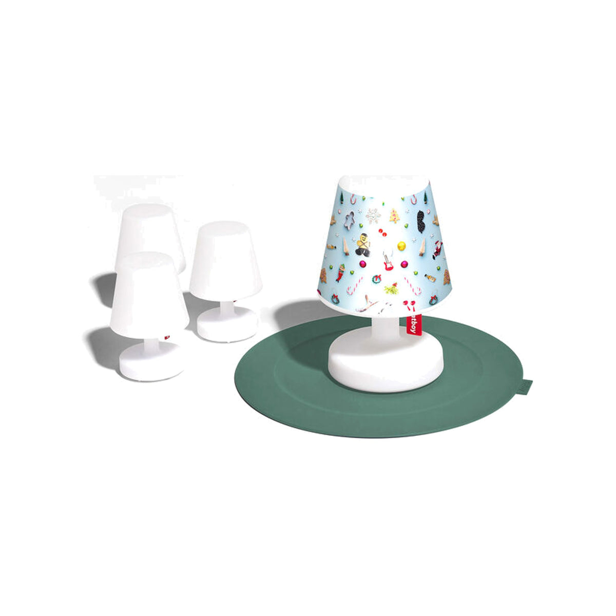 Xmas Cooper Cappie Candyman Domestica – Styled with White Edison Lamps on a Green Mat