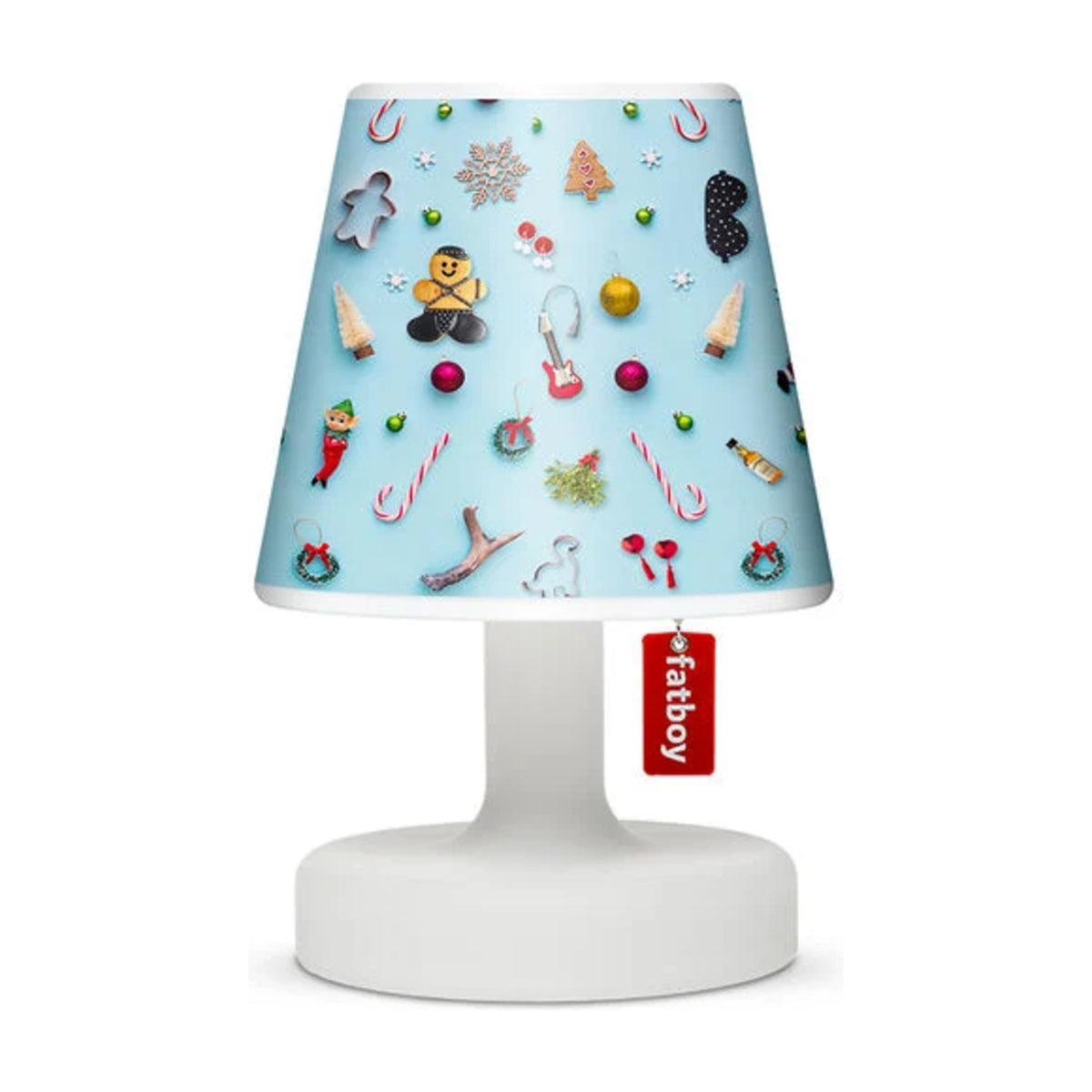 Xmas Cooper Cappie Candyman Domestica – Shade on an Edison Lamp, Front View on White