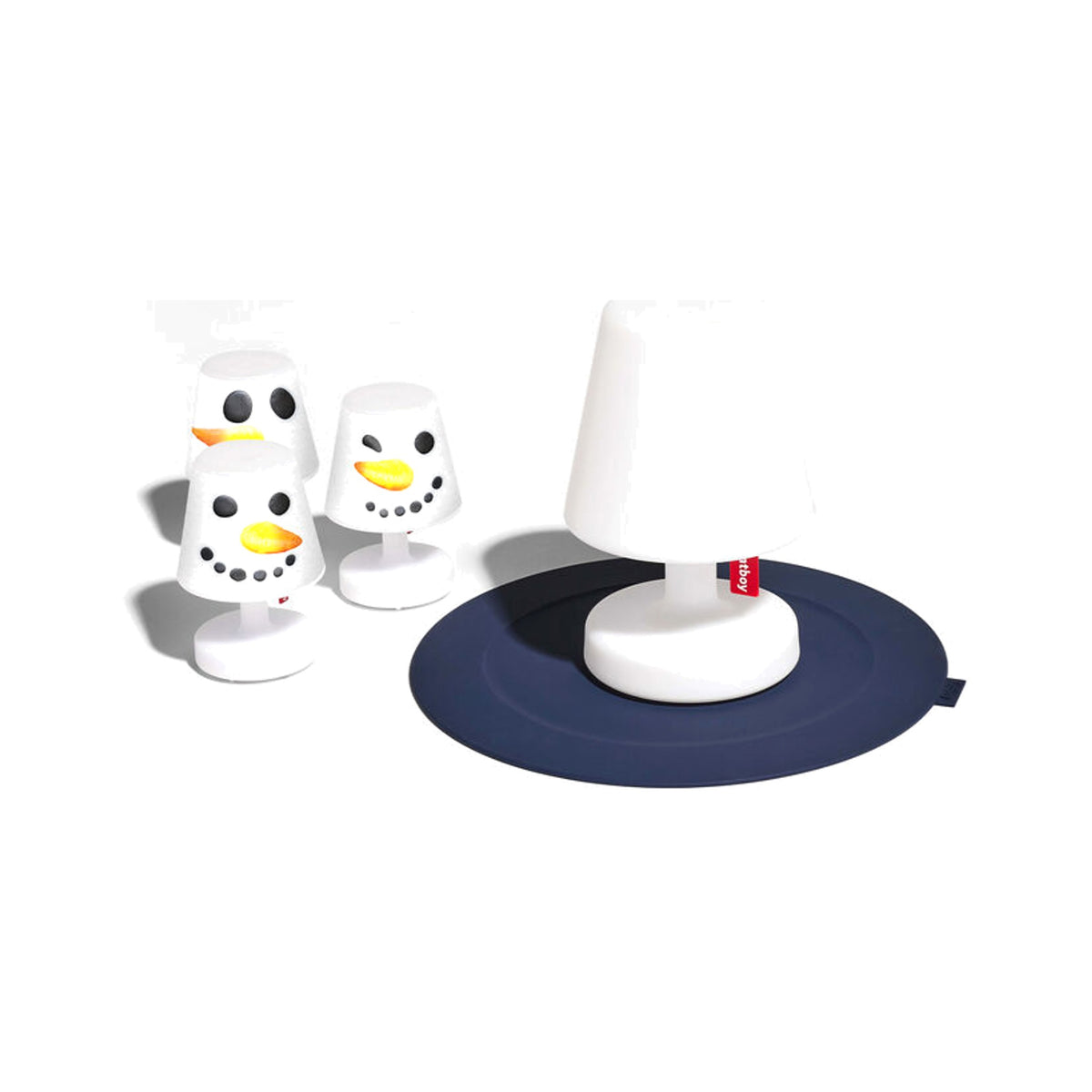 Xmas Mini Cappie Set Snowmen (3 pcs) Domestica – Styled with an Edison Lamp on a Navy Mat