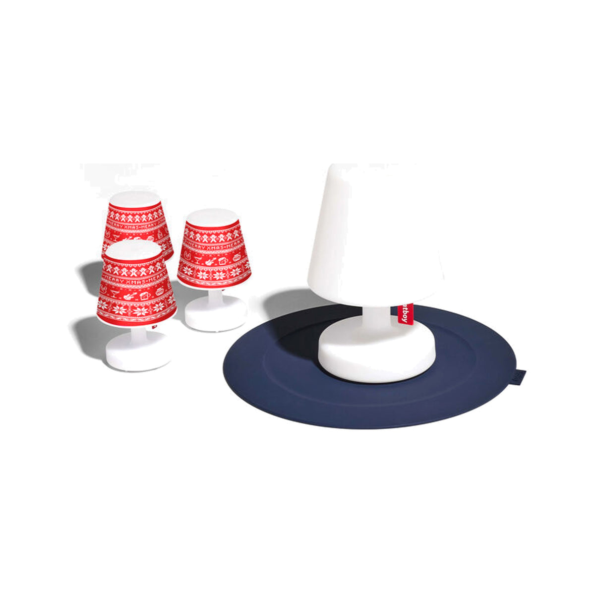 Xmas Mini Cappie Set Xmas Sweater (3 pcs) Domestica – Styled with an Edison Lamp on a Navy Mat