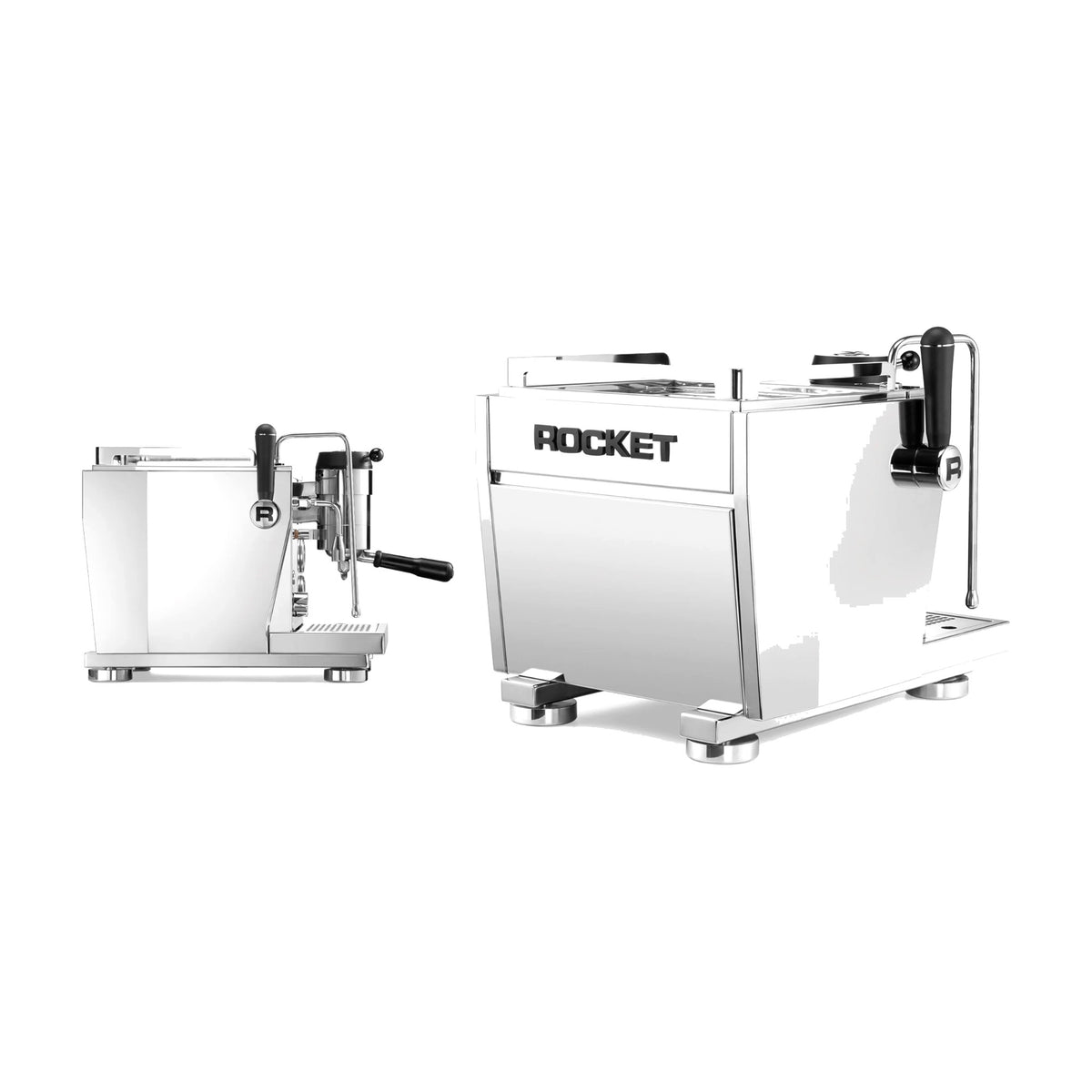 Espresso Machine R Nine One Rocket Espresso Domestica – Side and Back Views on White