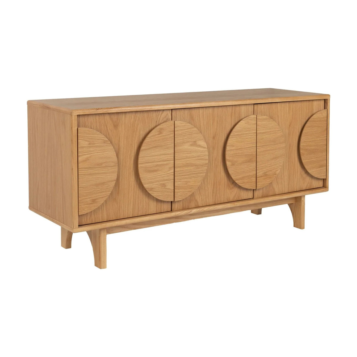 Sideboard Groove 3 Doors Natural Oak Domestica – Three Quarter View on White