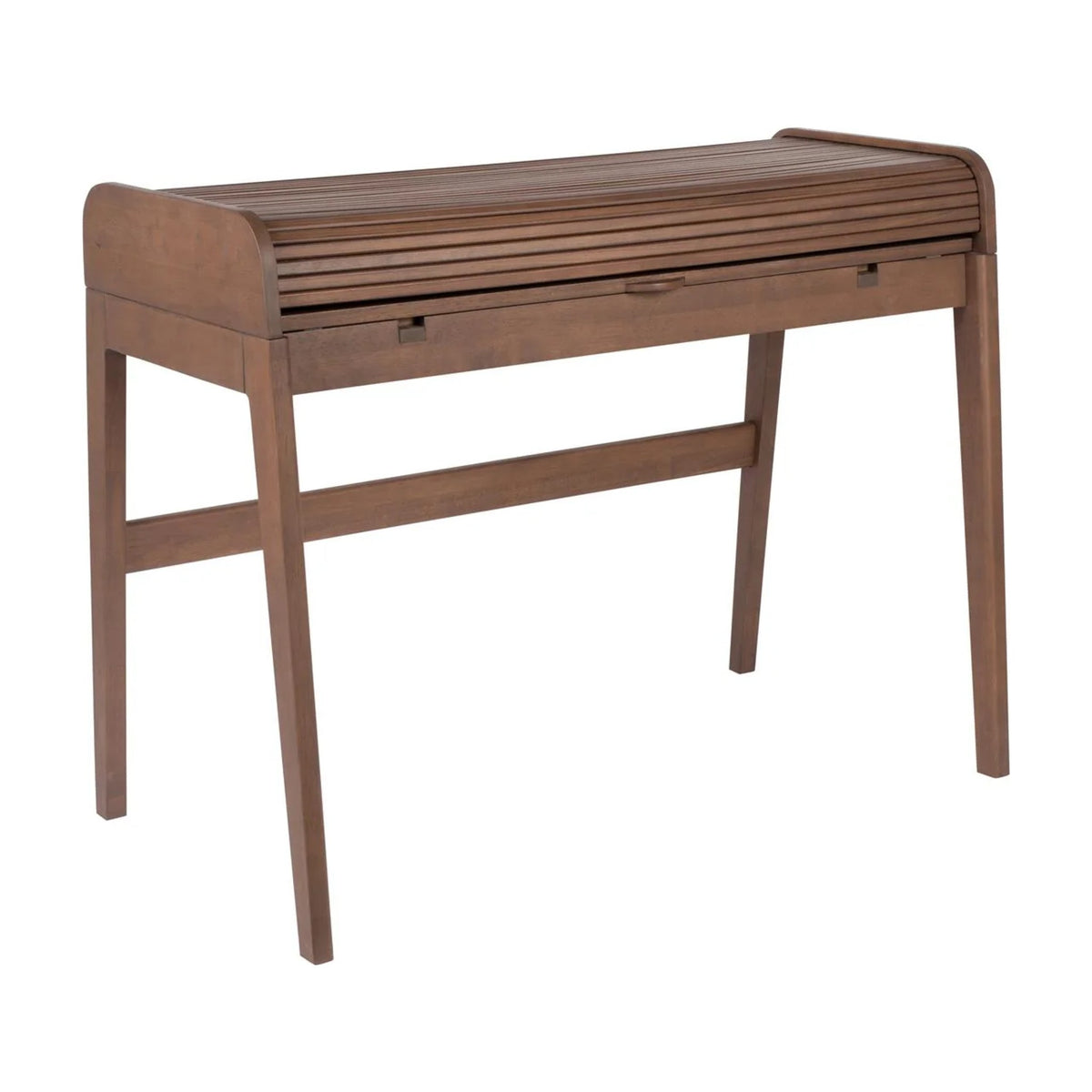 Desk Table Barbier Walnut Domestica – Three Quarter View on White, Tambour Closed