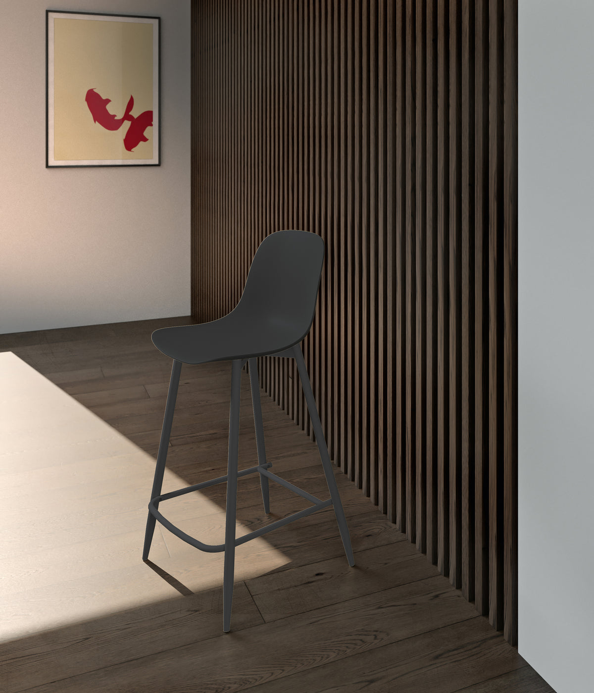 Frida Stools Domestica – Lifestyle – Beside a Slatted Wood Wall