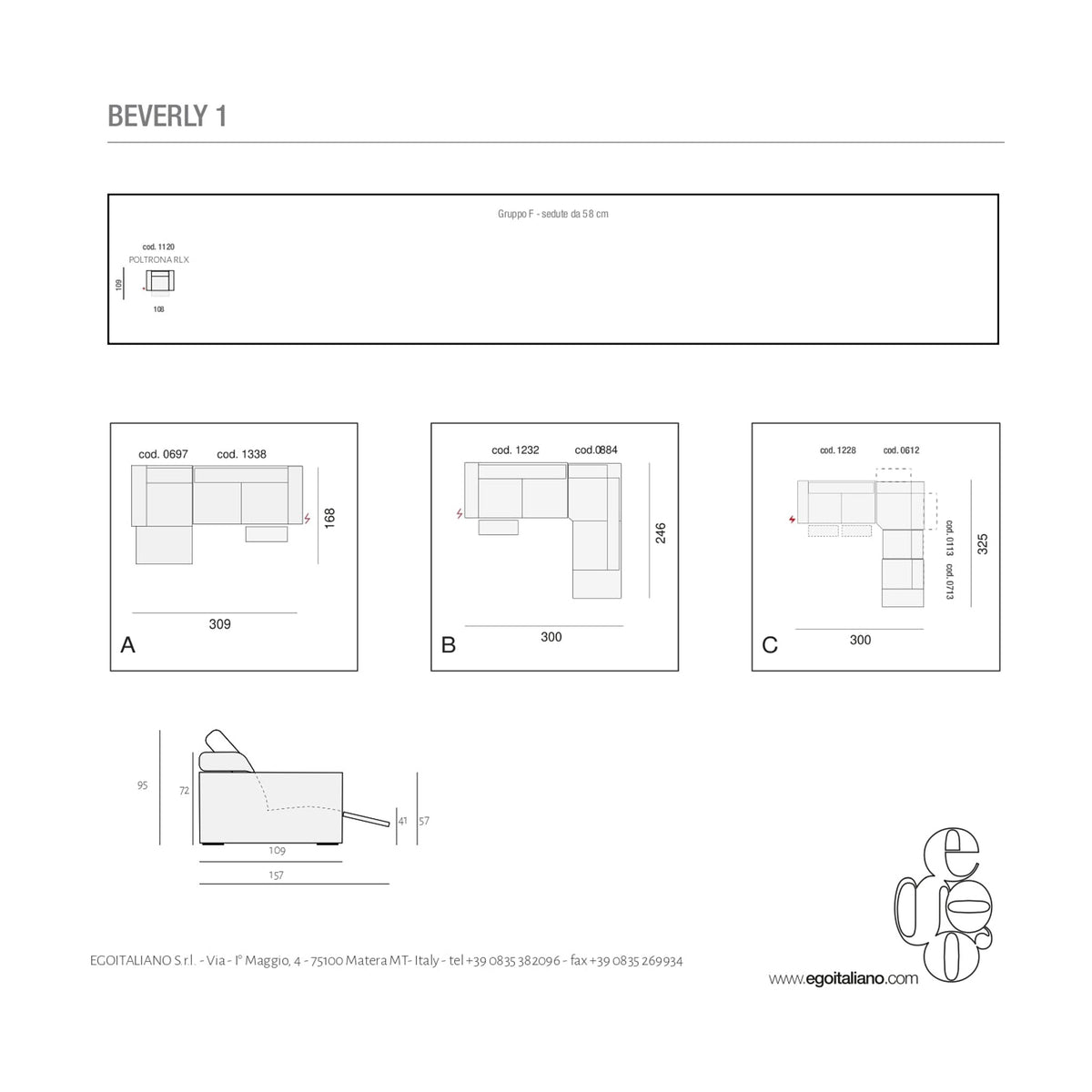 Divano Beverly Angolare Azzurro Domestica – Dimensions Sheet Page 3