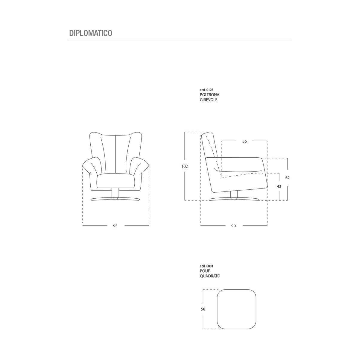 Armchair Diplomatico Domestica – Dimensions