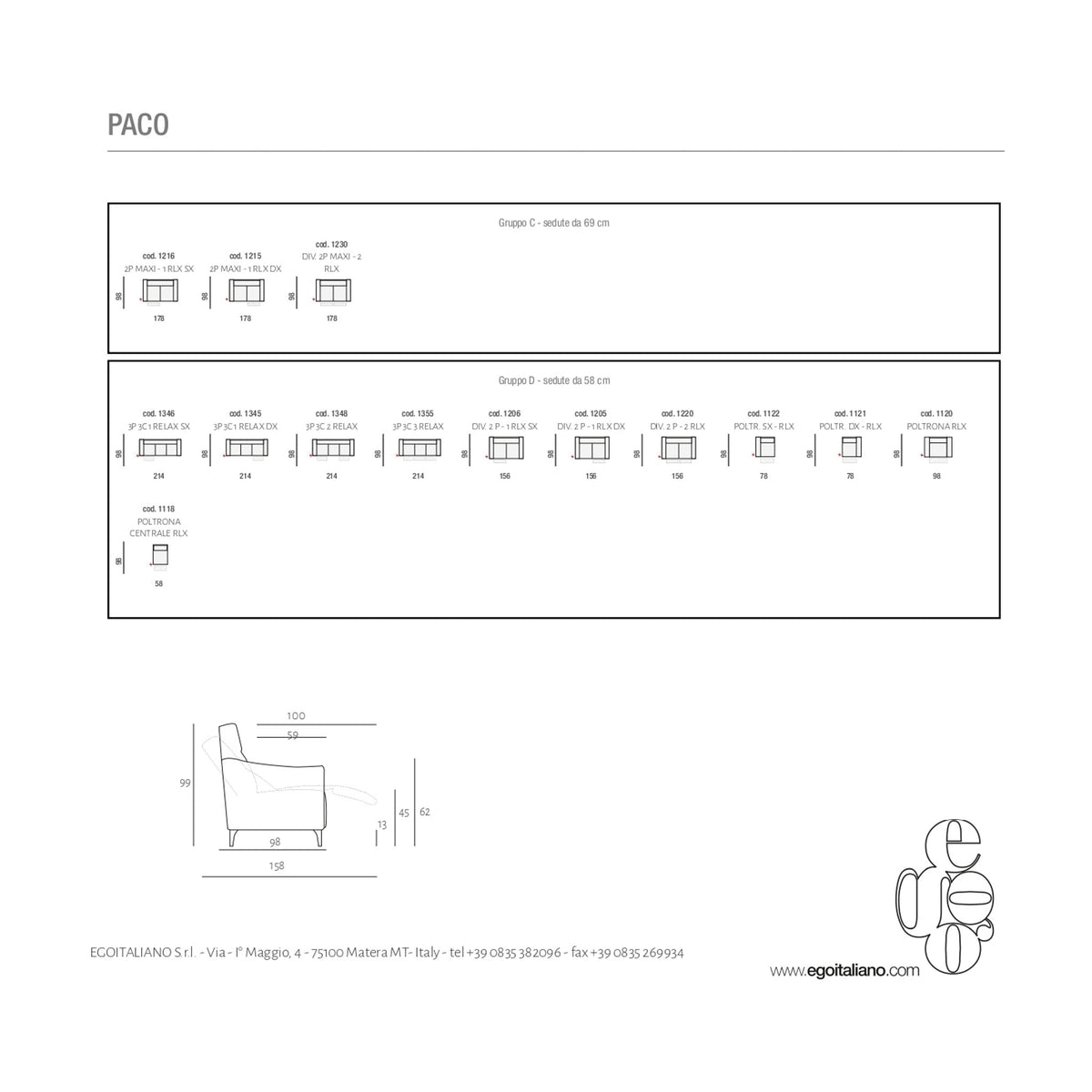 Sofa Paco Grey Domestica – Configurations