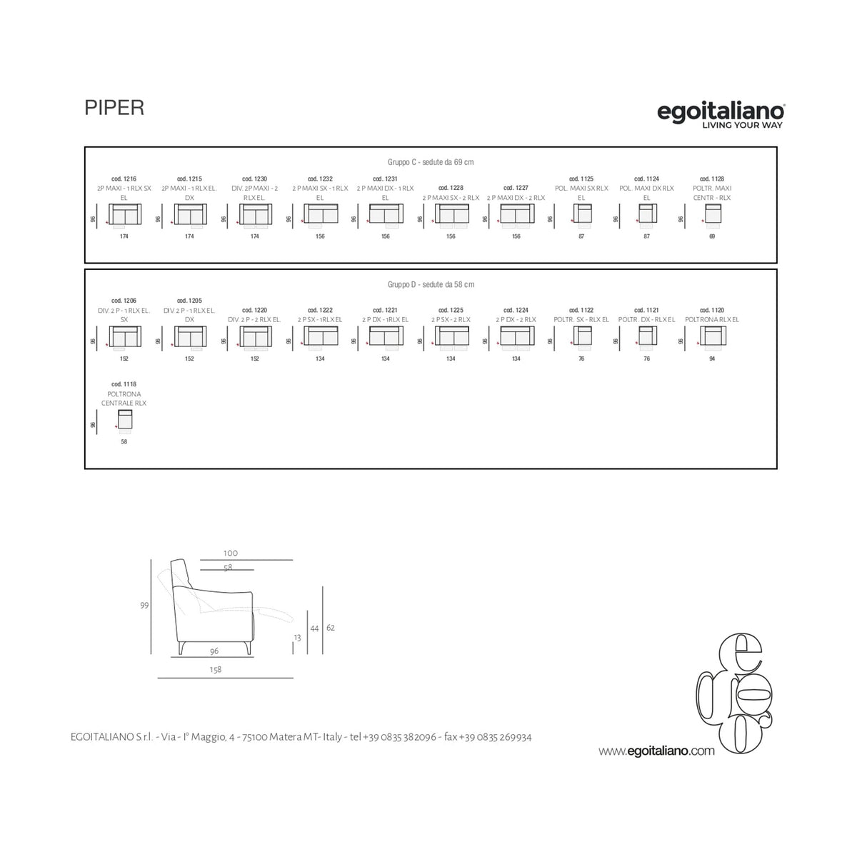 Sofa Piper Yellow Domestica – Configurations