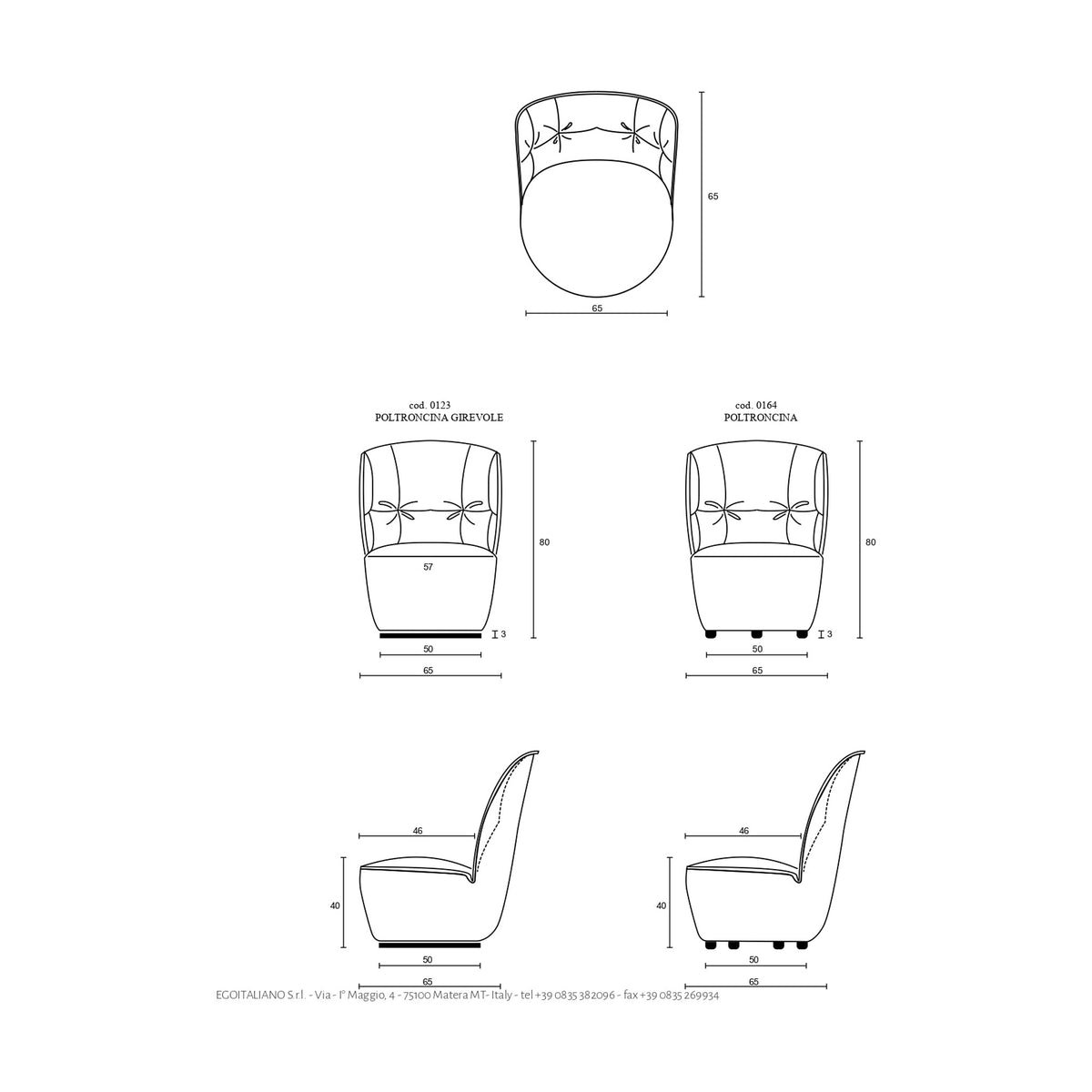 Armchair Scisci Domestica – Dimensions