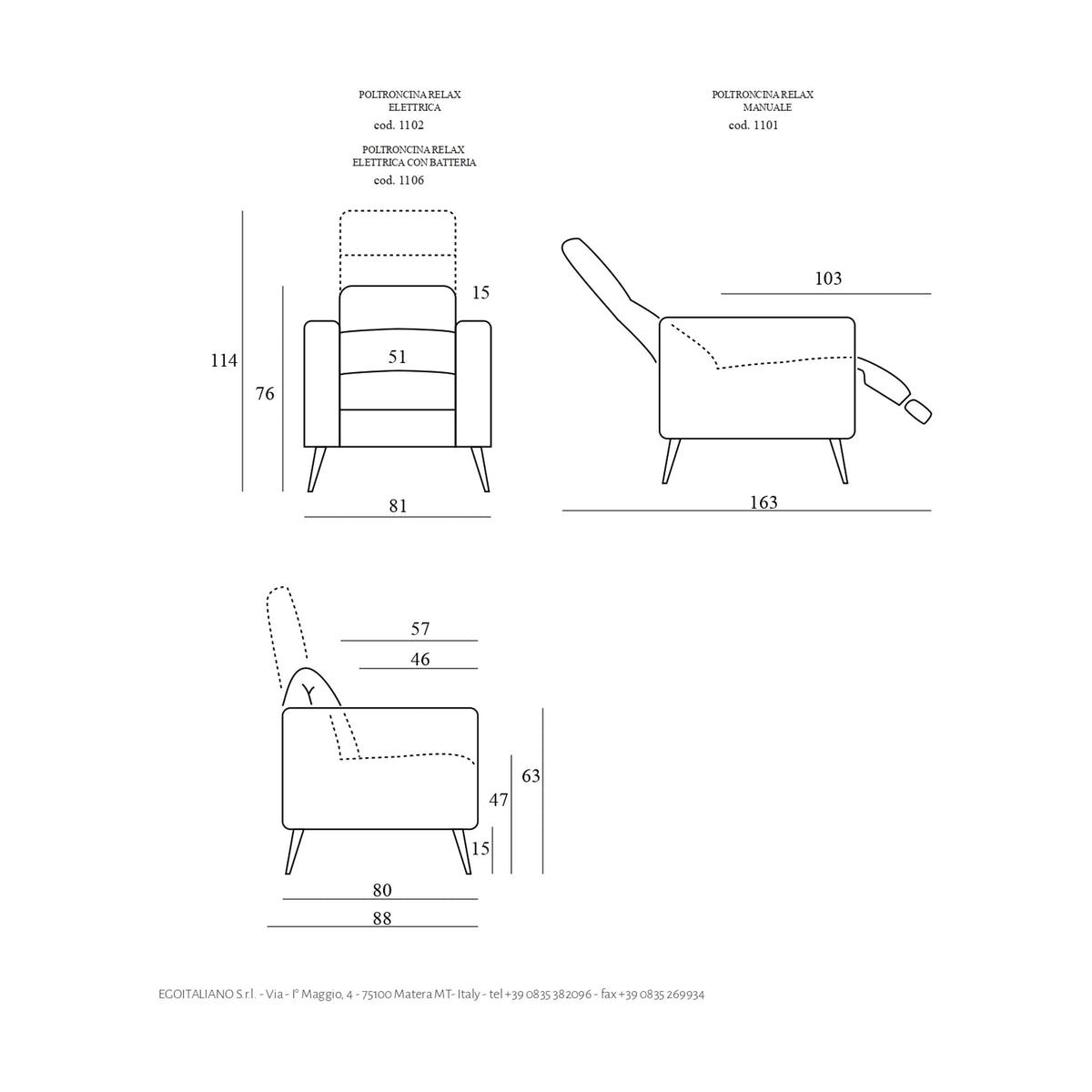Armchair Sugar Domestica – Dimensions