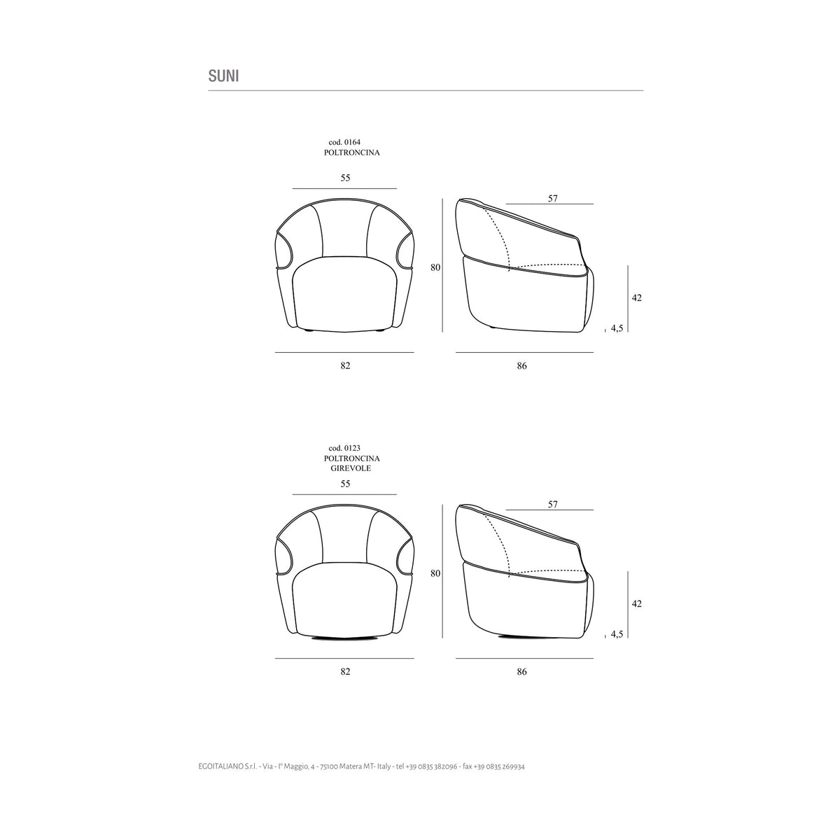 Armchair Suni Domestica – Dimensions