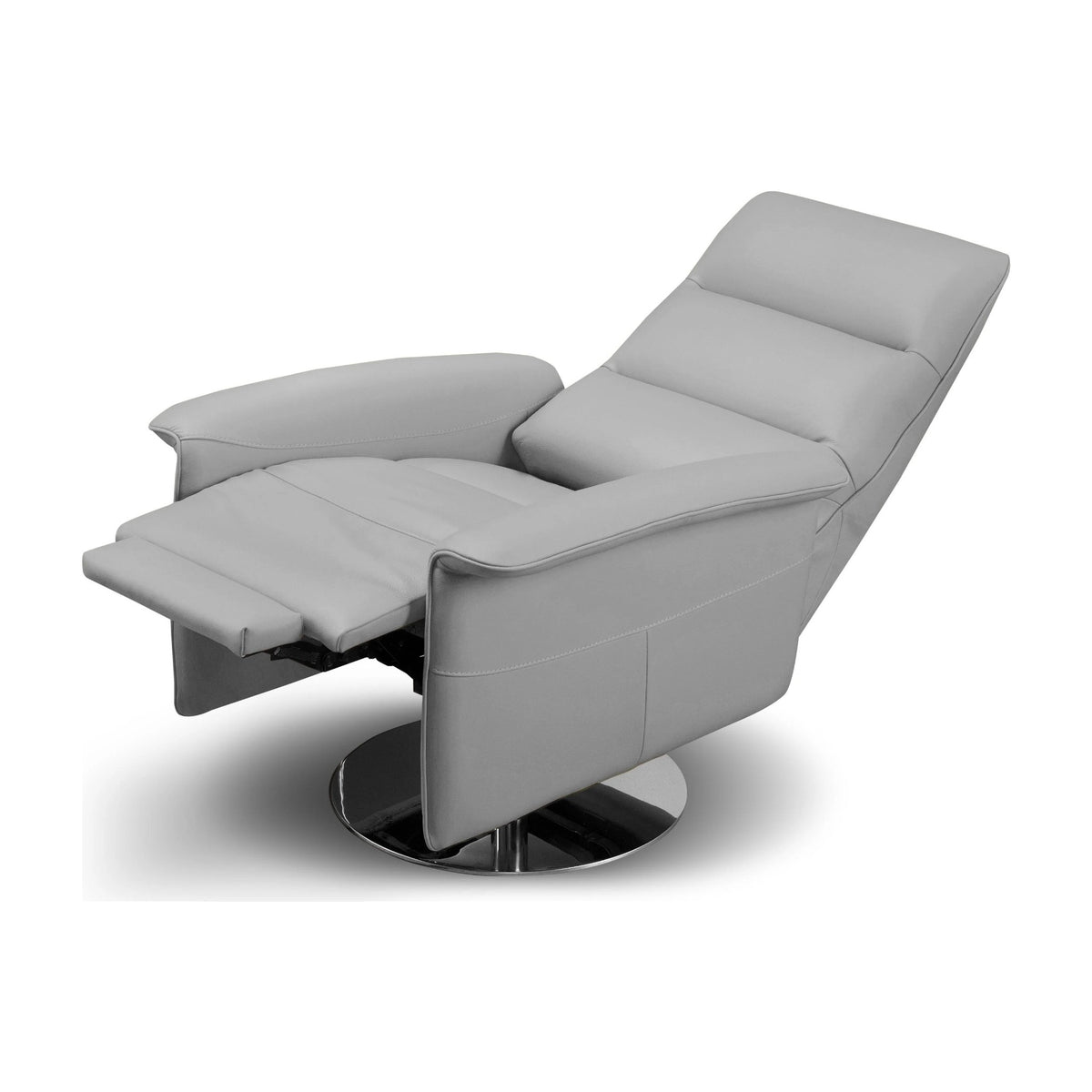 Recliner Armchair Kelly Swivel Grey Domestica – Reclined View on White – Shown in Light Grey