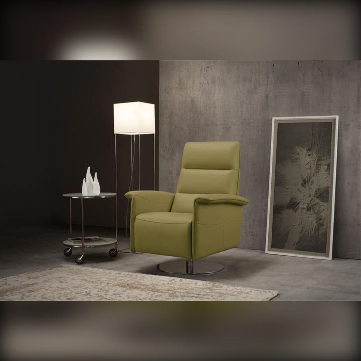 Recliner Armchair Kelly Swivel Grey Domestica – Lifestyle – Living Room – Shown in Green