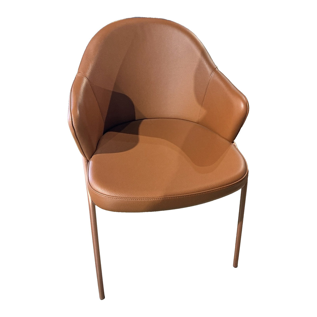 Loop Chair Cognac Leather with Copper Frame – Front View on White