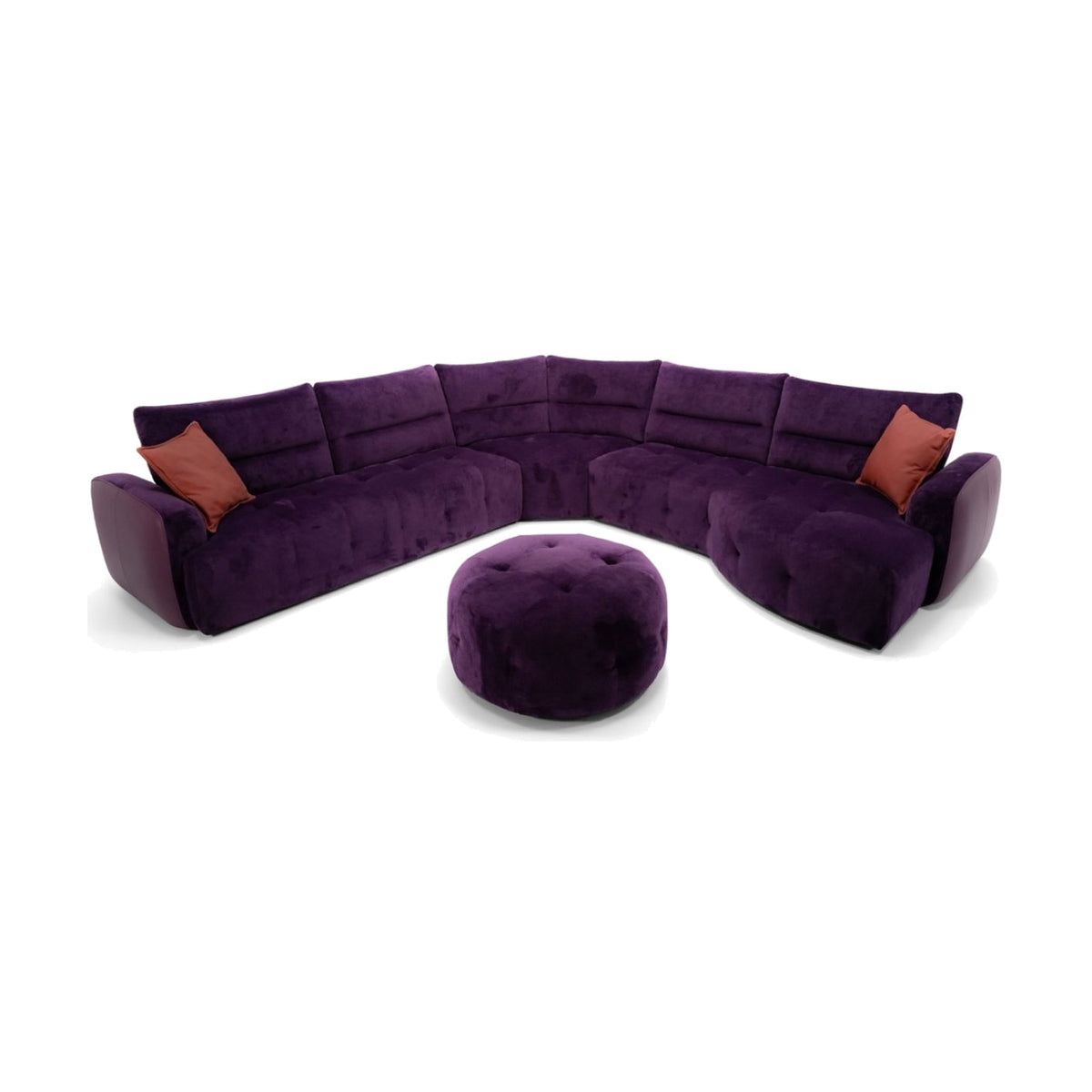 Corner Sofa Mavie Viola – Front View with Pouf Egoitaliano Domestica