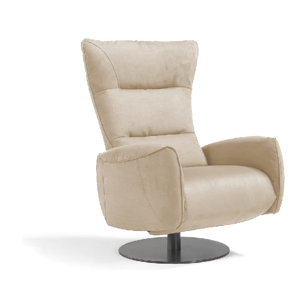 Recliner Armchair Mira Beige Domestica – Three Quarter View on White – Colour Digitally Matched