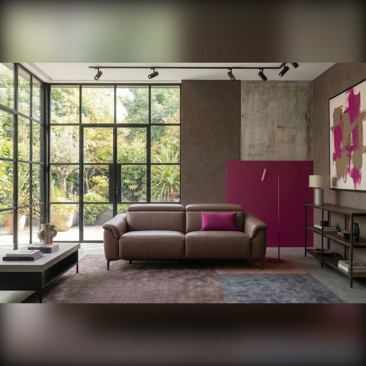Muni Domestica – Lifestyle – Sofa in a Living Room with Magenta Cabinet
