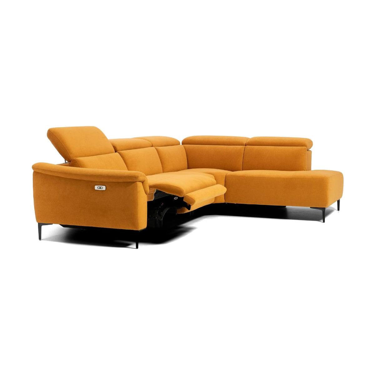Egoitaliano Muni Corner Penisola Sofa Yellow Fabric Domestica – Side Angle Recliner Extended