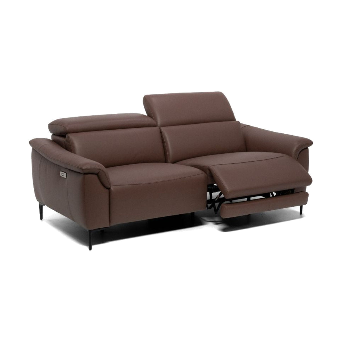 Egoitaliano Muni 2-Seater Sofa Brown Leather Domestica – Angle View Electric Recliner