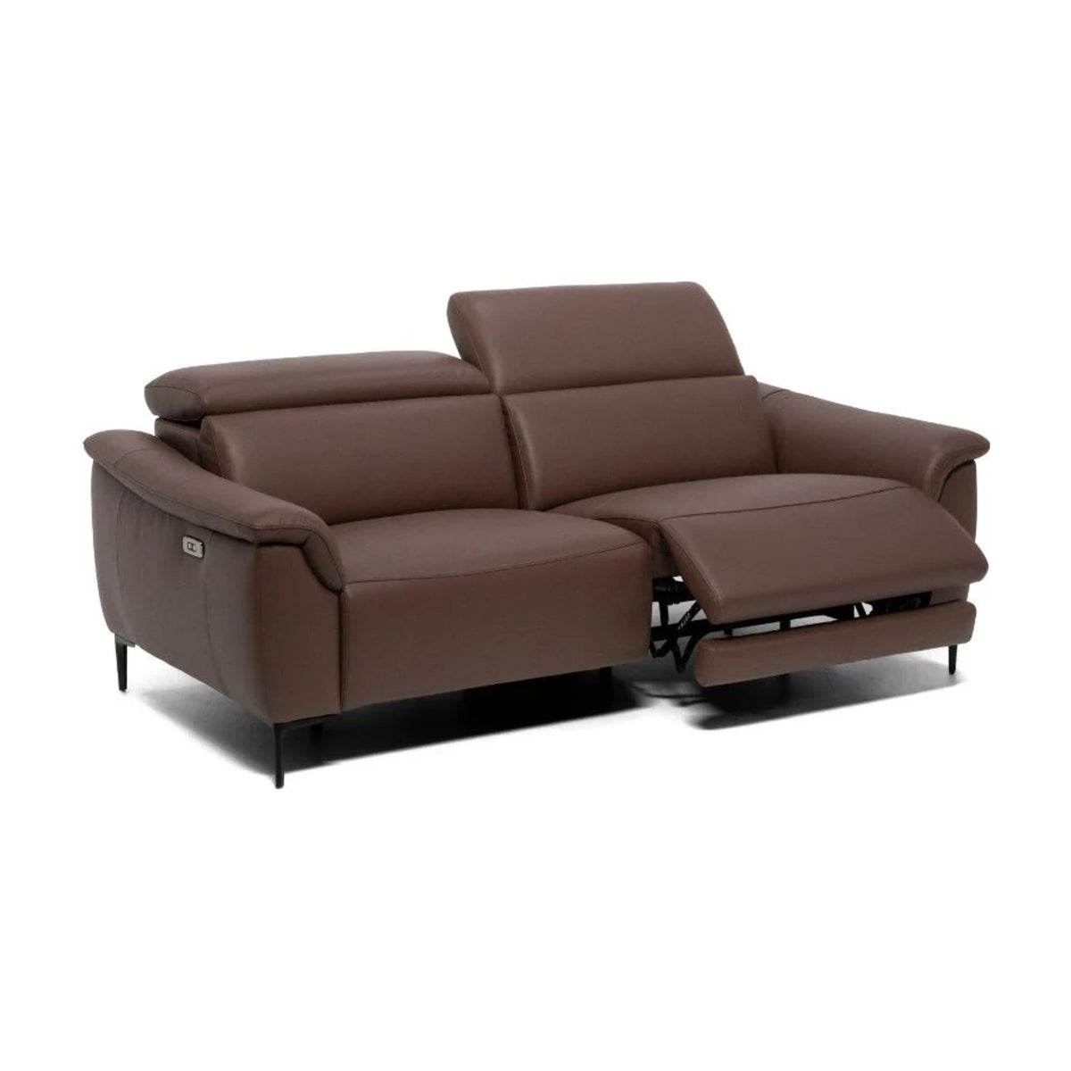 Muni Domestica – Brown Sofa with Recliners Extended on White