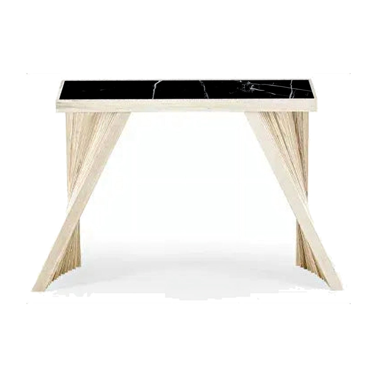 Console Table Vanity – Black Marquinia – Front View on White