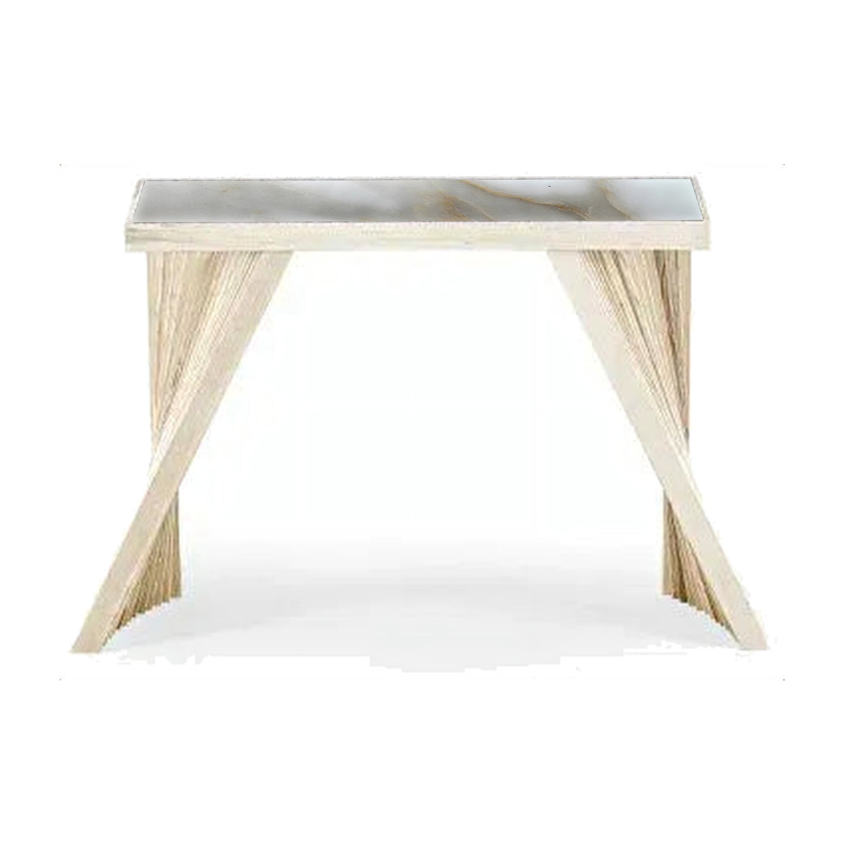 Console Table Vanity – Calacatta – Front View on White