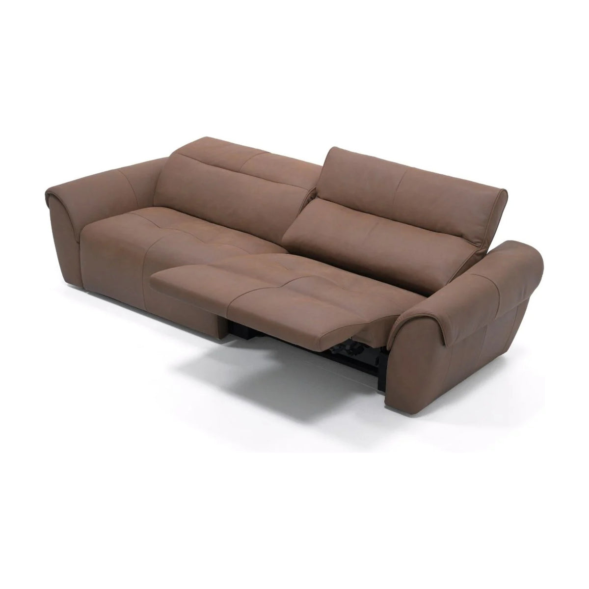 Noks Domestica – Three Quarter View with Recliner Extended in Brown Fabric