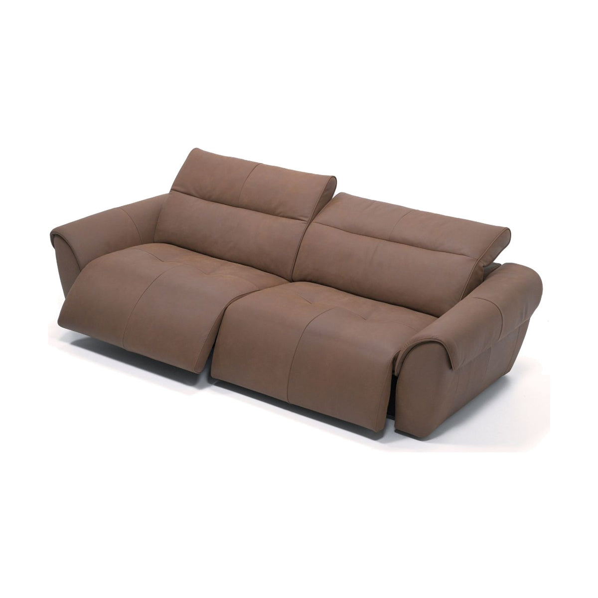 Egoitaliano Noks 2-Seater Sofa Taupe Leather Domestica – Side View Headrest Raised