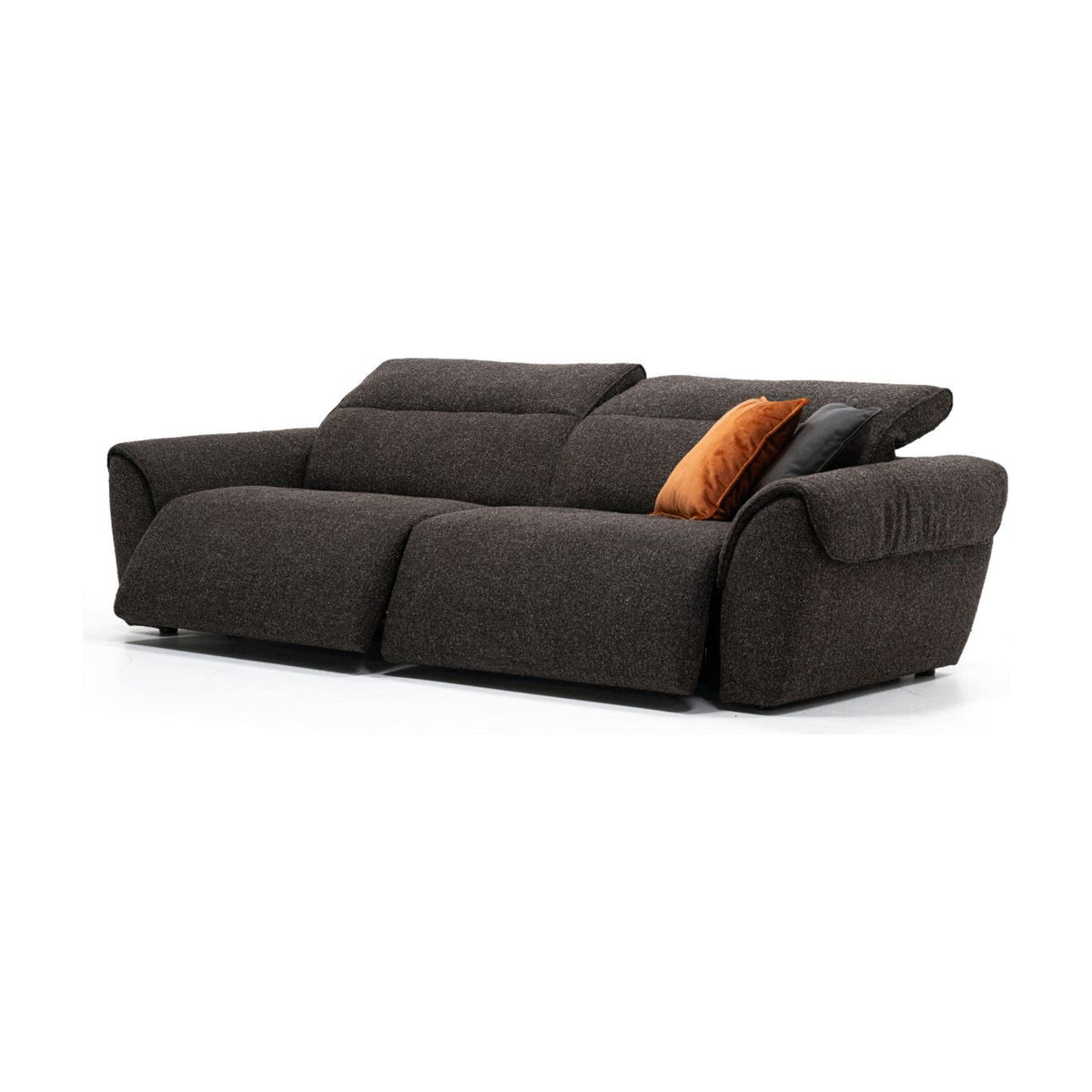 Noks Domestica – Three Quarter View with Headrests Raised in Dark Grey Fabric