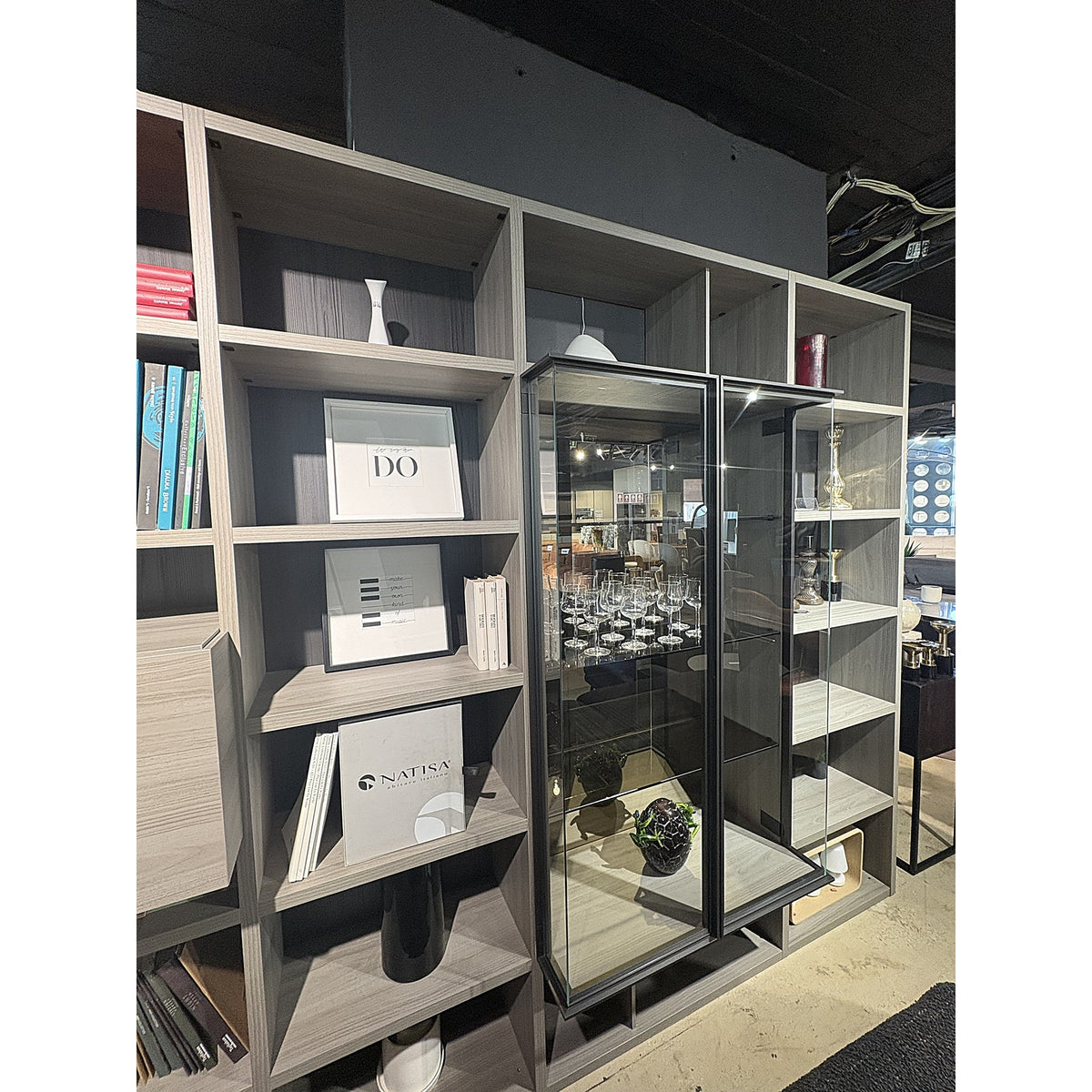 Bookcase ORME with Bar Grey Domestica – Angle View