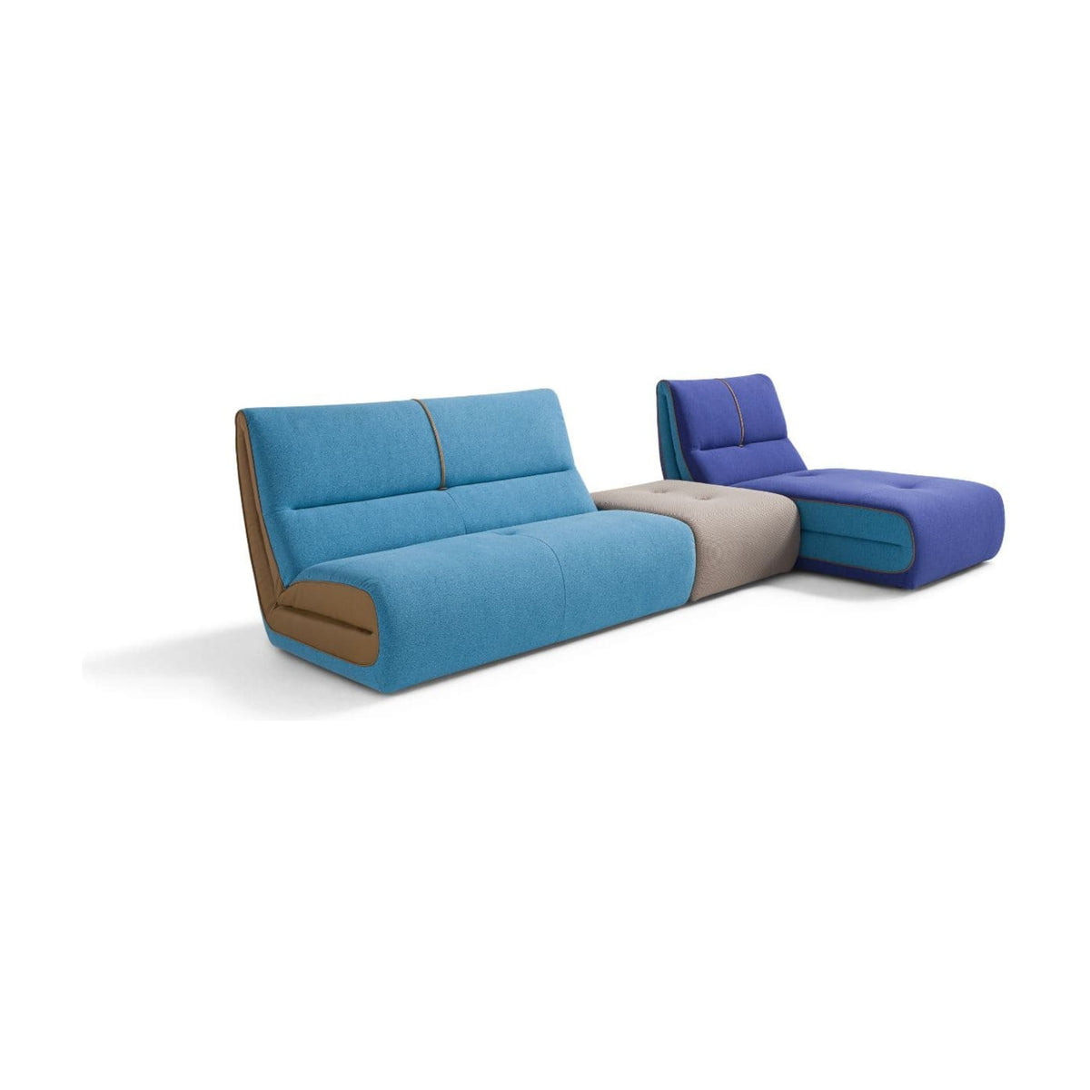 Pongo Domestica – Sofa Module and Chaise Module, Three Quarter View on White