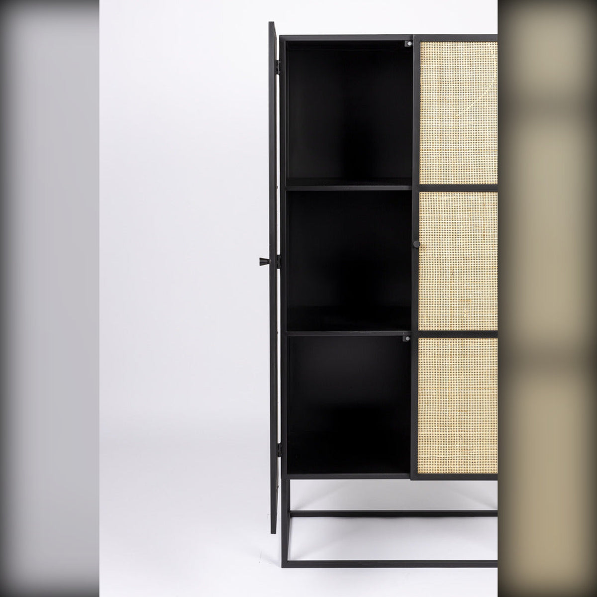 Cabinet Guuji High 2 Doors Black Domestica – Door Open Showing Shelves