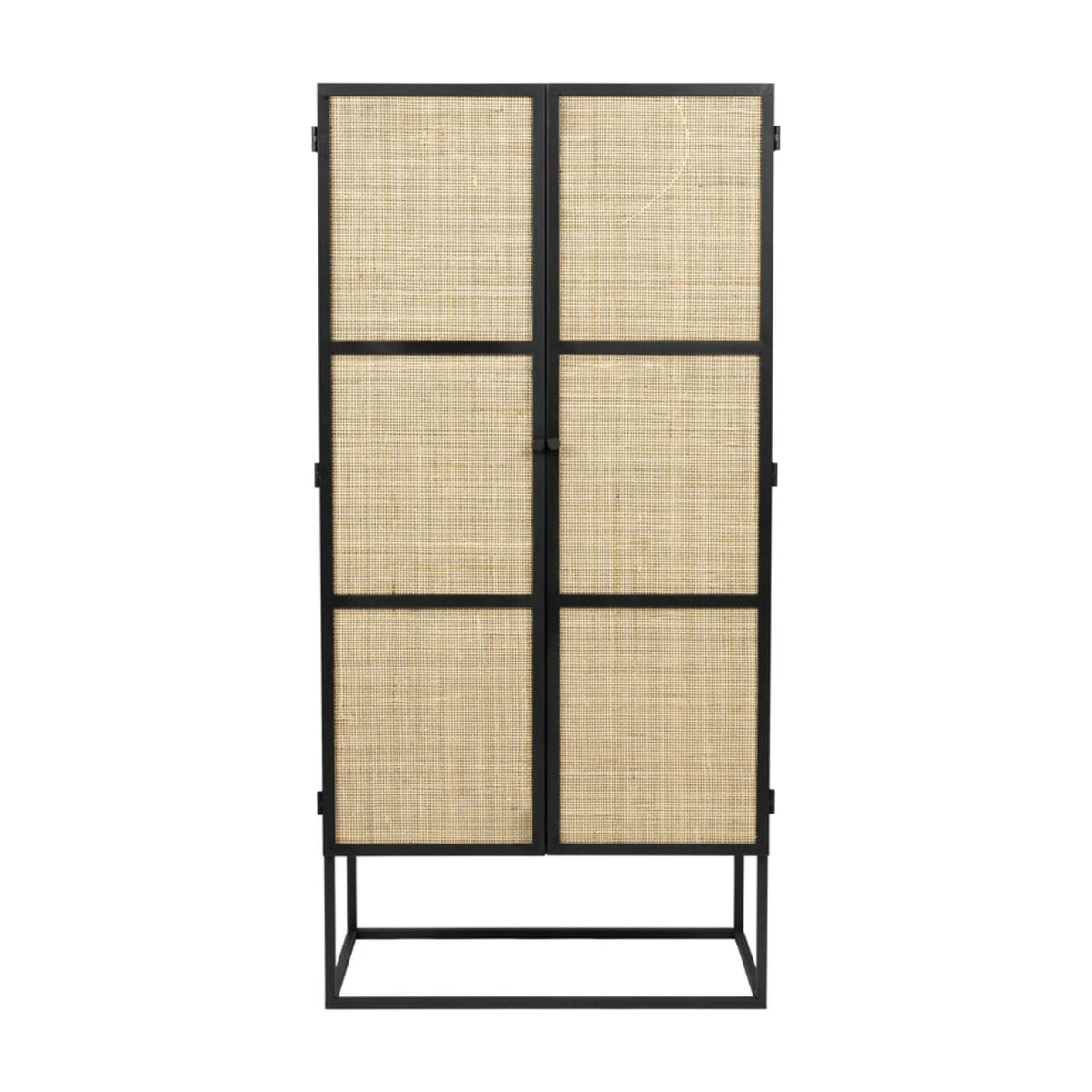 Cabinet Guuji High 2 Doors Black Domestica – Front View on White