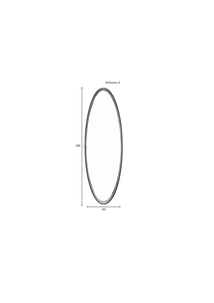 Mirror Matz Oval L Antique Brass Domestica – Dimensions Drawing
