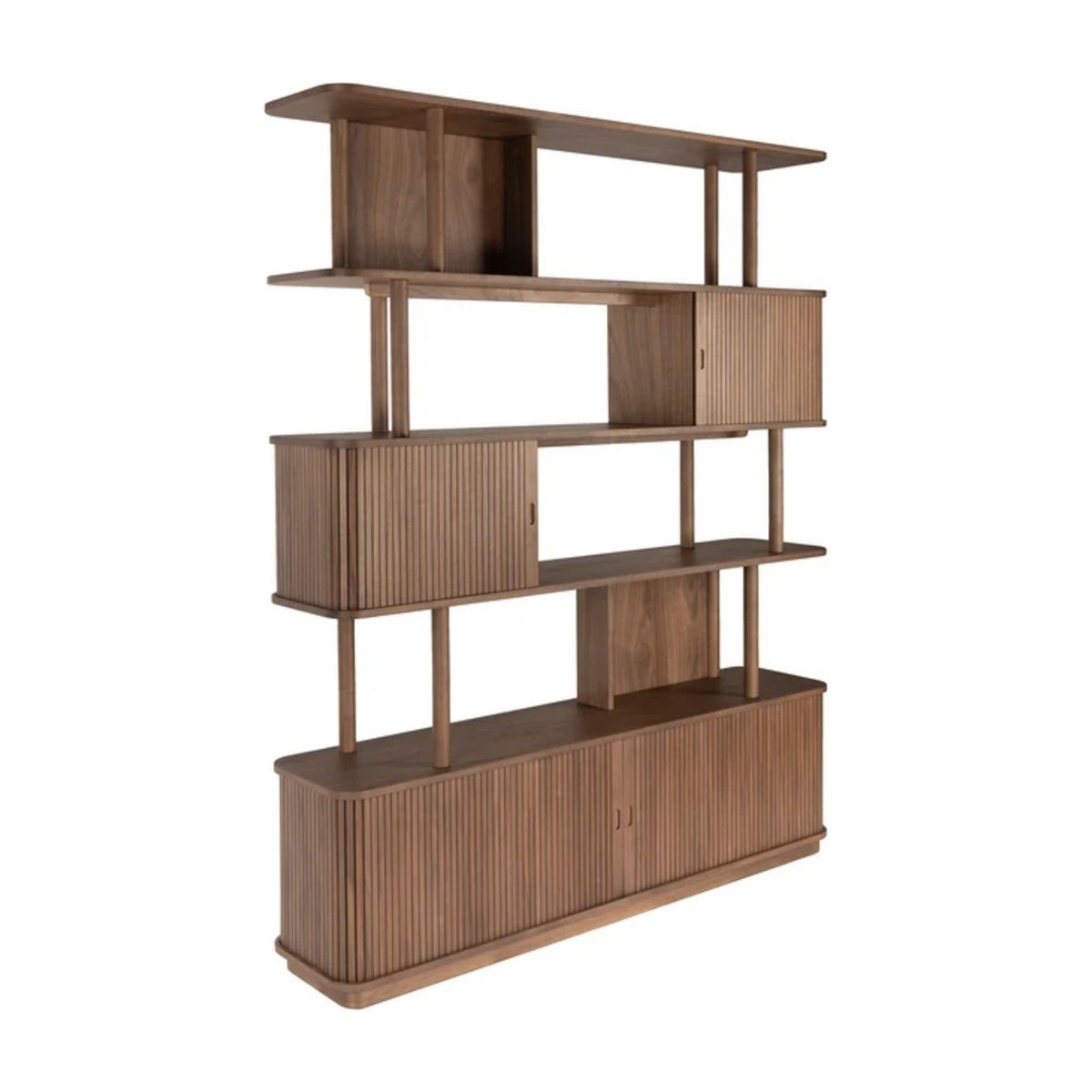Bookcase Barbier Walnut Domestica – Three Quarter View on White