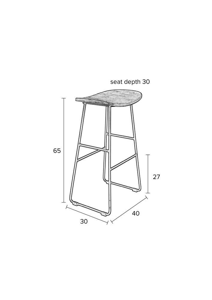 Counter Stool Tangle Black Domestica – Dimensions Drawing