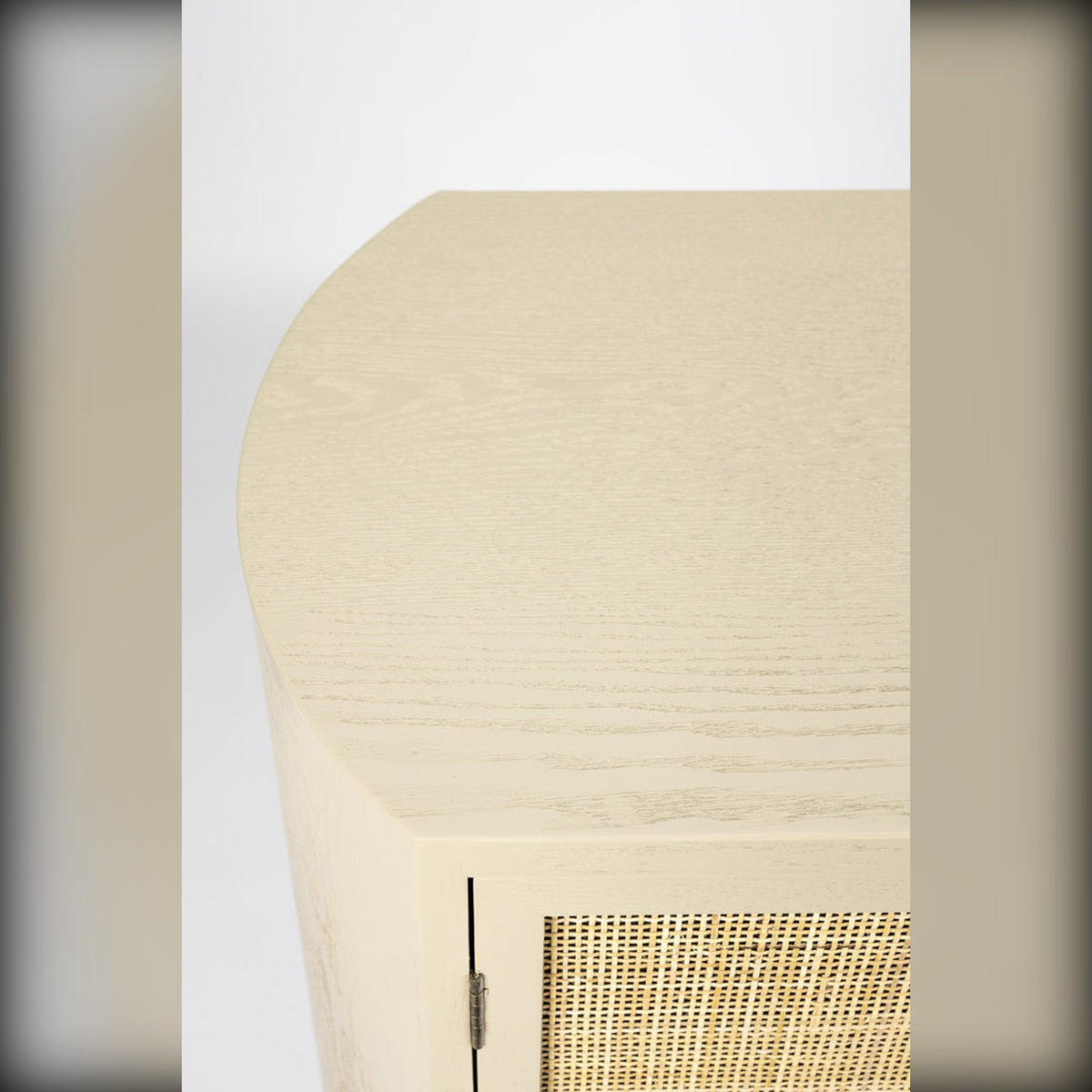 Cabinet Amaya Low 2 Doors Beige Domestica – Top Corner Close-up