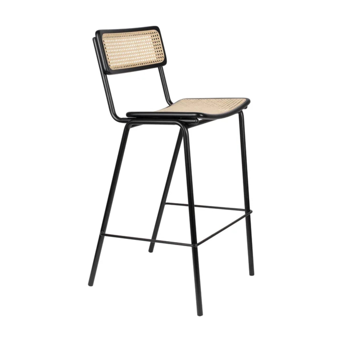 Barstool Jort Natural Black Domestica – Three Quarter View on White