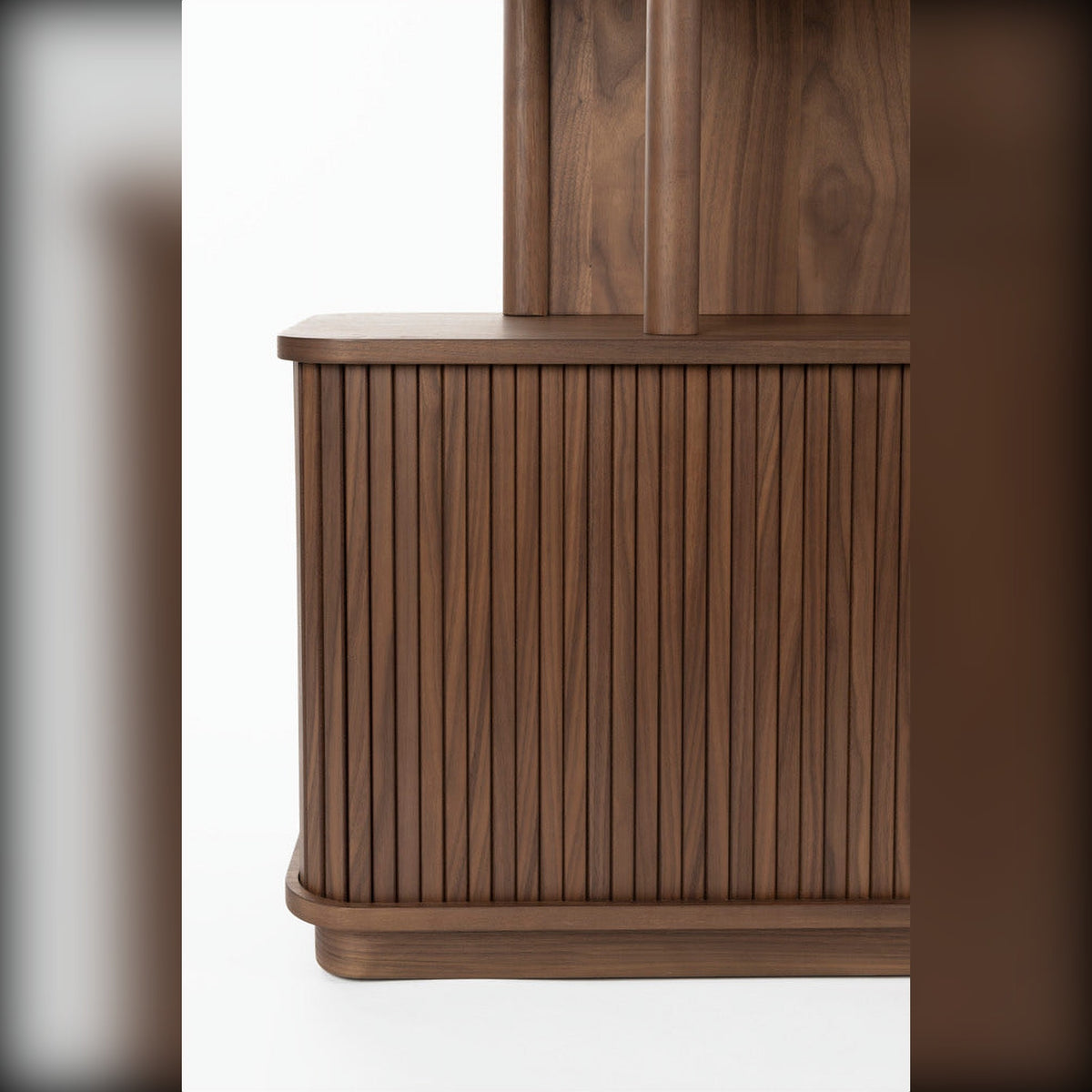 Bookcase Barbier Walnut Domestica – Base Cabinet Tambour Door Close-up