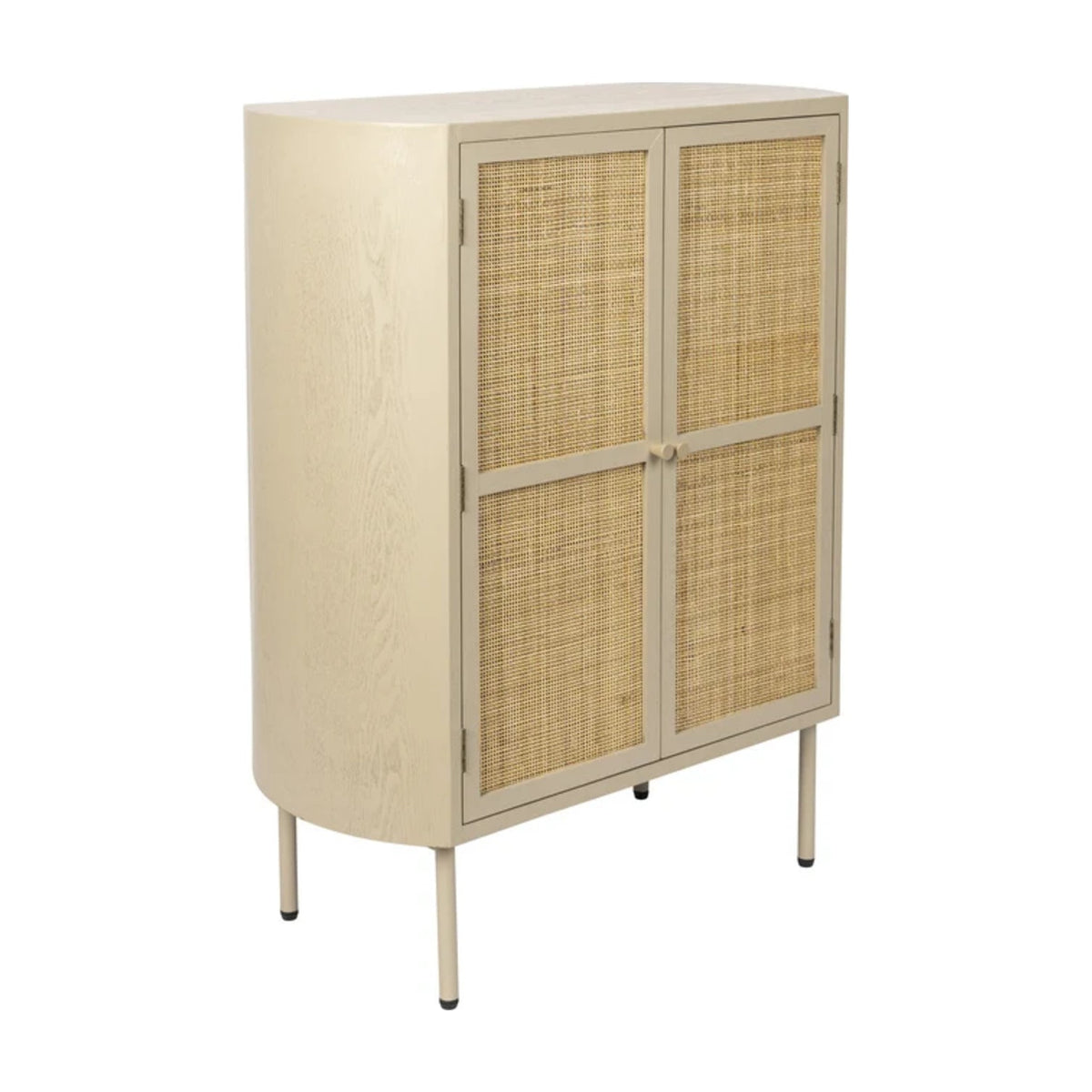 Cabinet Amaya Low 2 Doors Beige Domestica – Three Quarter View on White