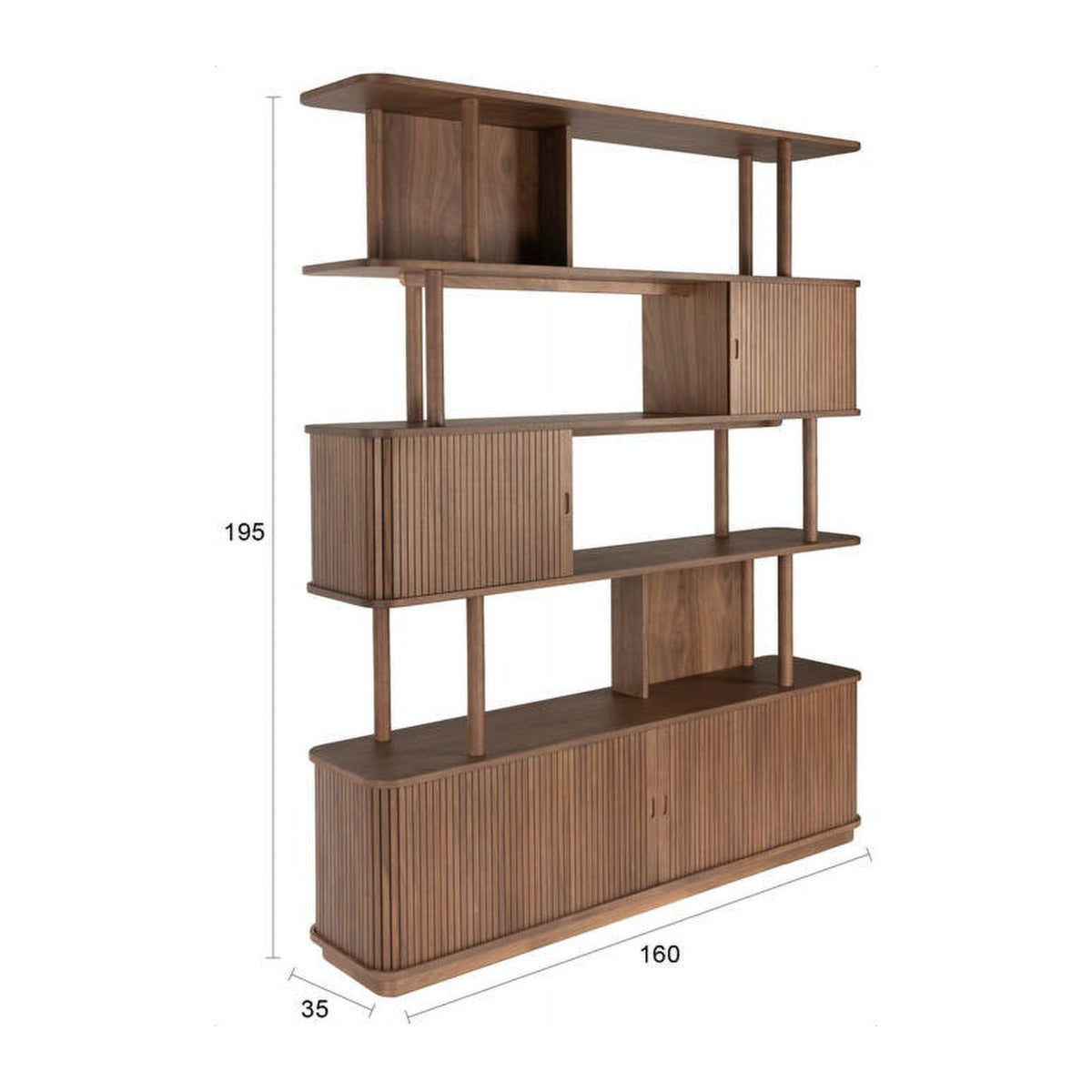 Bookcase Barbier Walnut Domestica – Dimensions Drawing